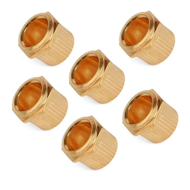 Vintage-style Tuner Bushings, Hex tapered, gold, set of 6 Vintage-style Tuner Bushings, Hex tapered, gold, set of 6