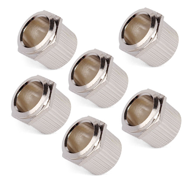 Vintage style Tuner Bushings Hex straight nickel set of 6 from StewMac. StewMac