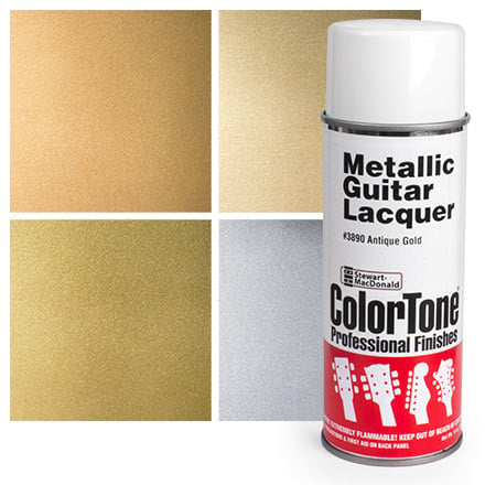 Colortone Metallic Aerosol Guitar Lacquer, Antique Gold from StewMac. Colortone