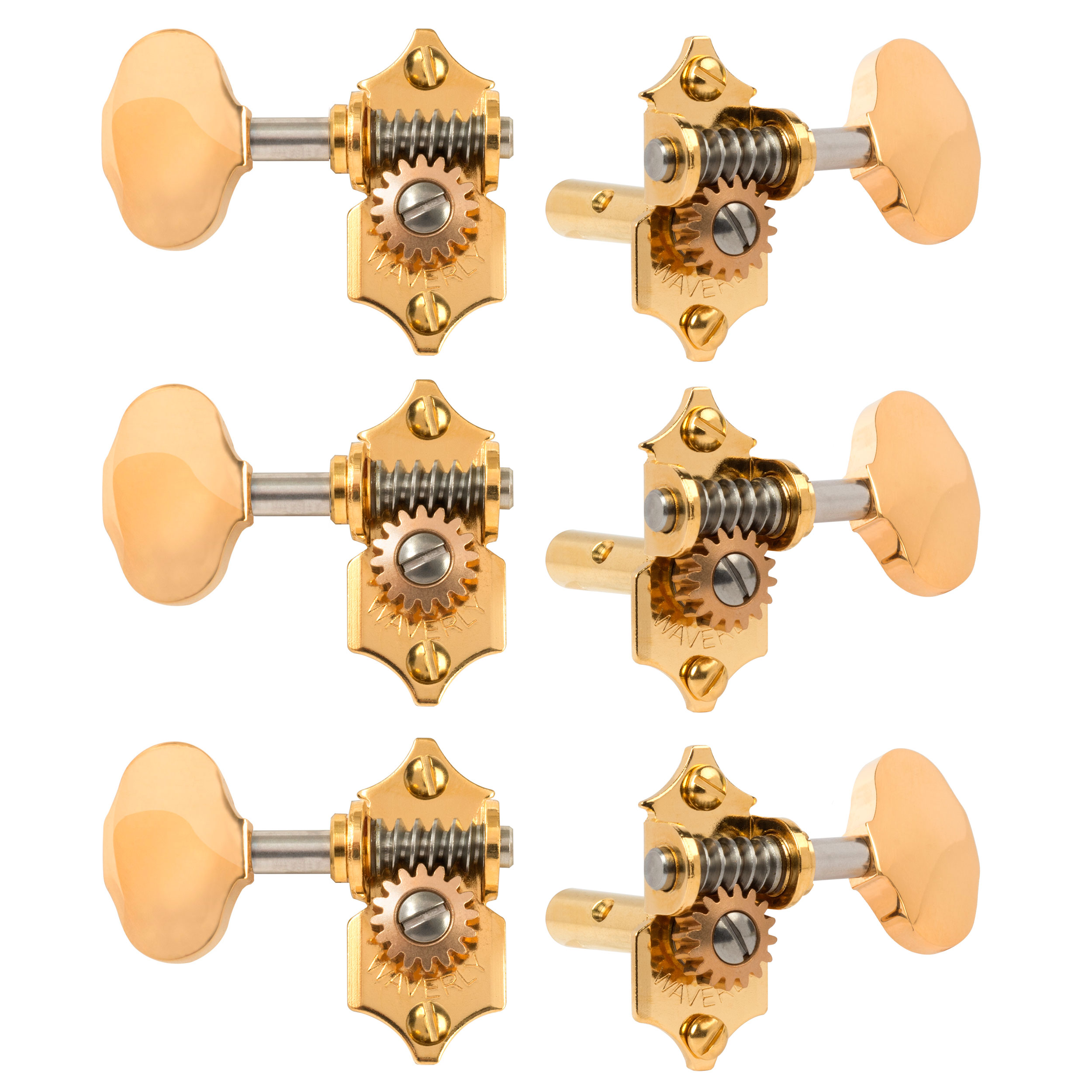 Waverly Guitar Tuners with Butterbean Knobs for Slotted Pegheads 3L/3R Nickel 