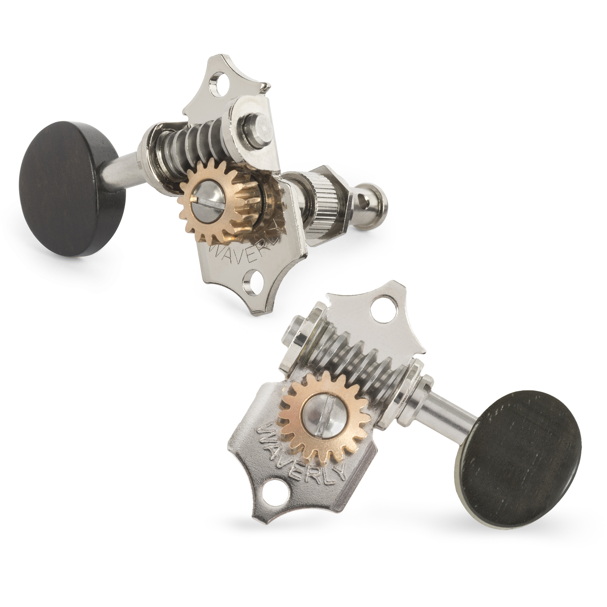 Waverly Guitar Tuners with Ebony Knobs for Solid Pegheads