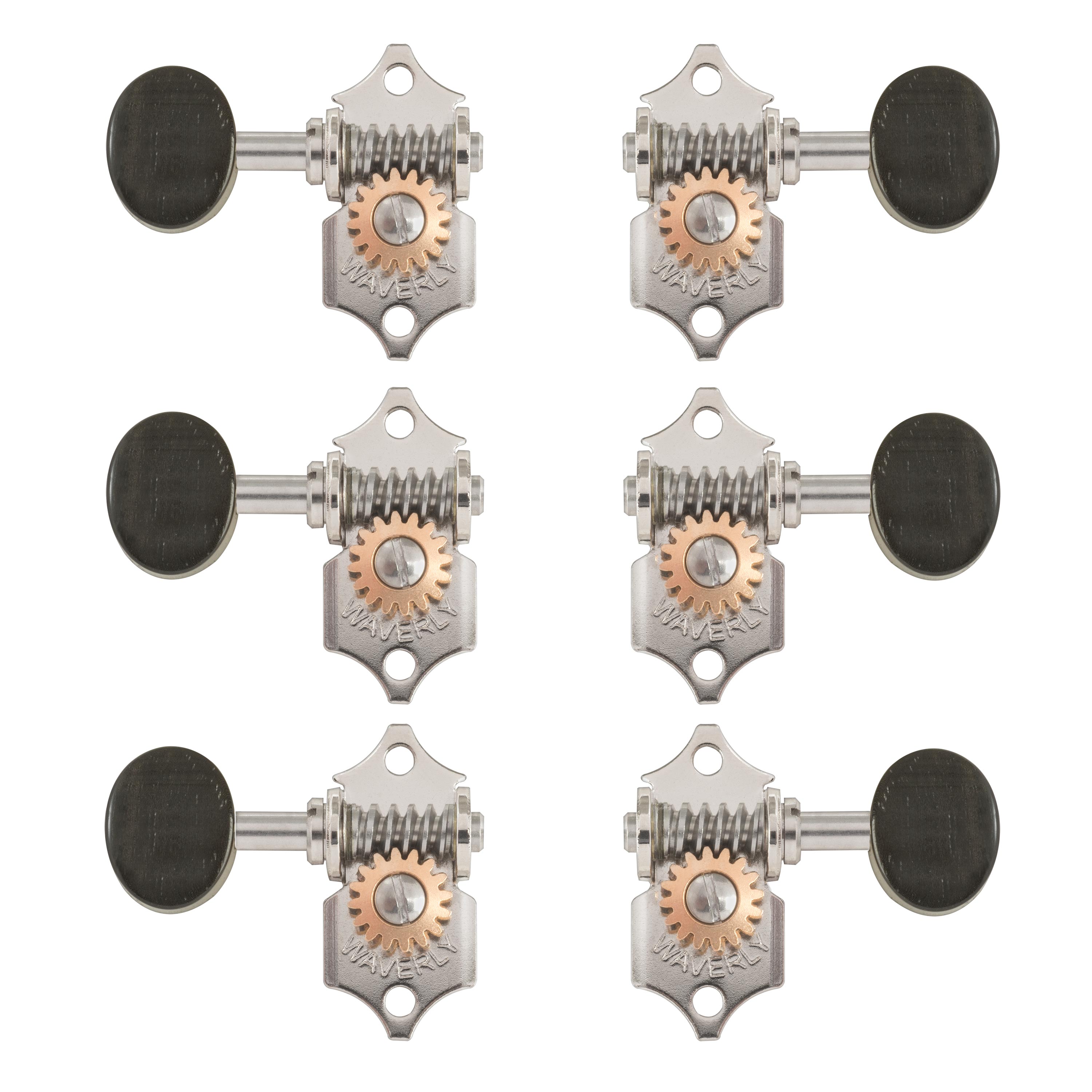 Waverly Guitar Tuners with Ebony Knobs for Solid Pegheads