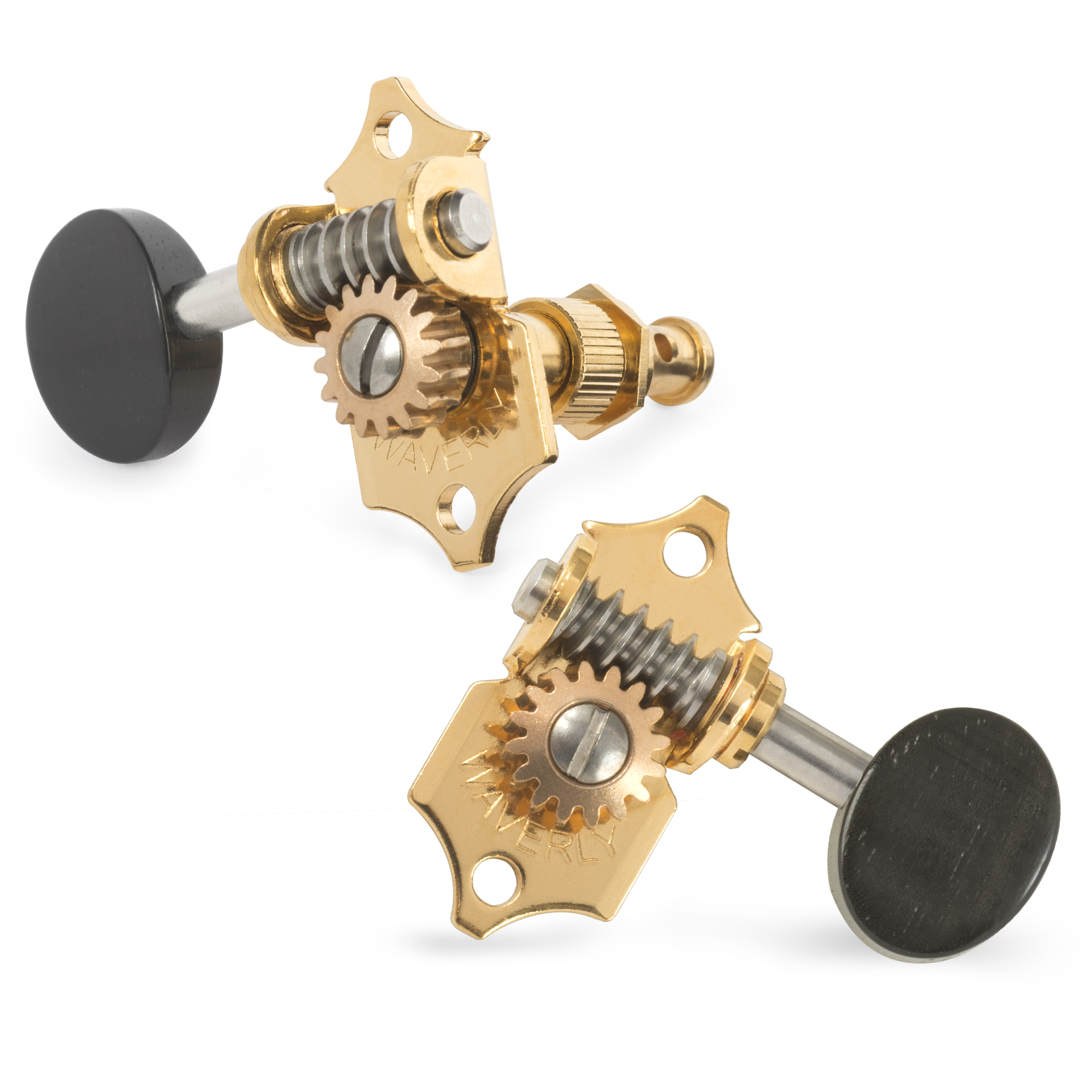 Waverly Guitar Tuners with Ebony Knobs for Solid Pegheads