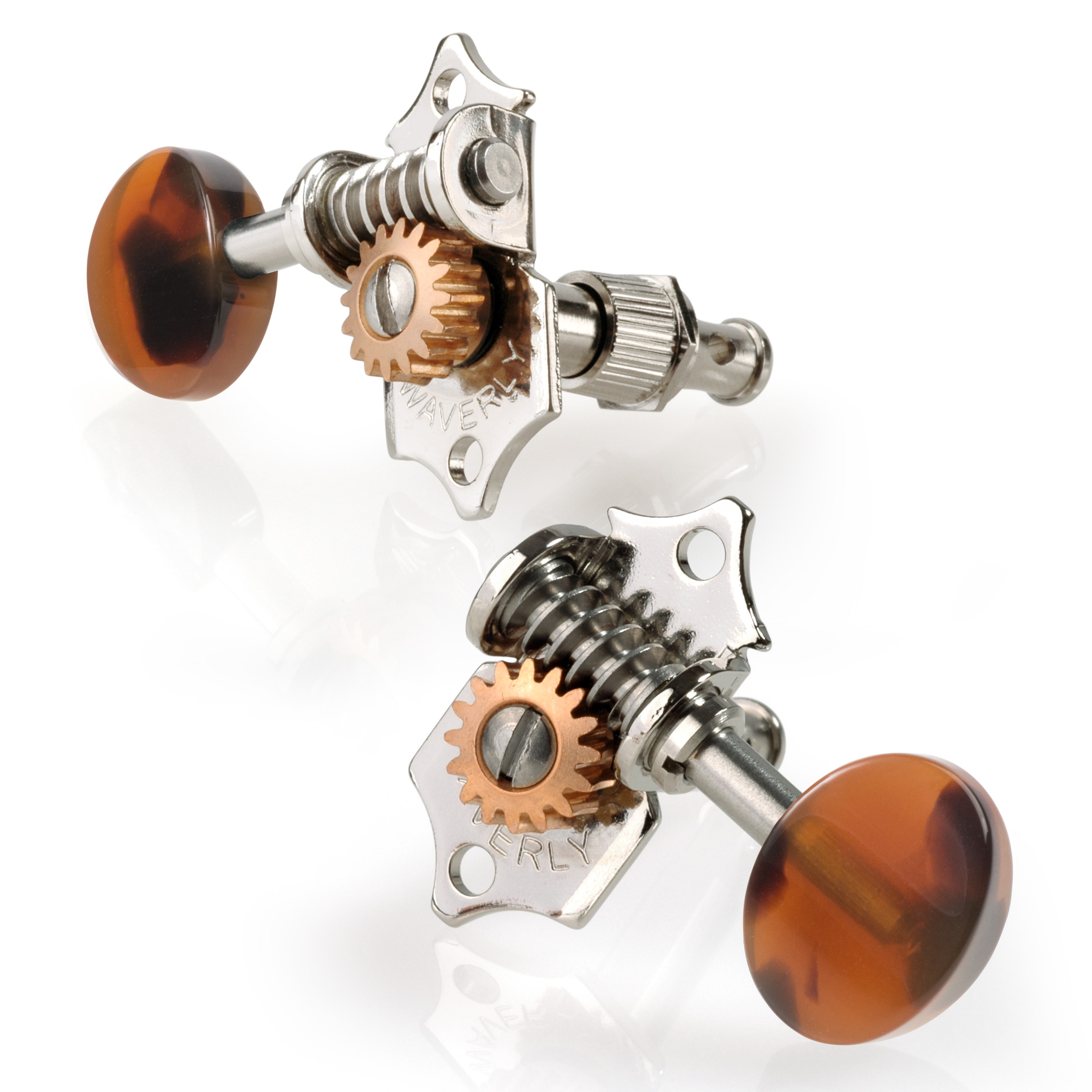 Waverly Guitar Tuners with Dark Tortoise Knobs for Solid Pegheads