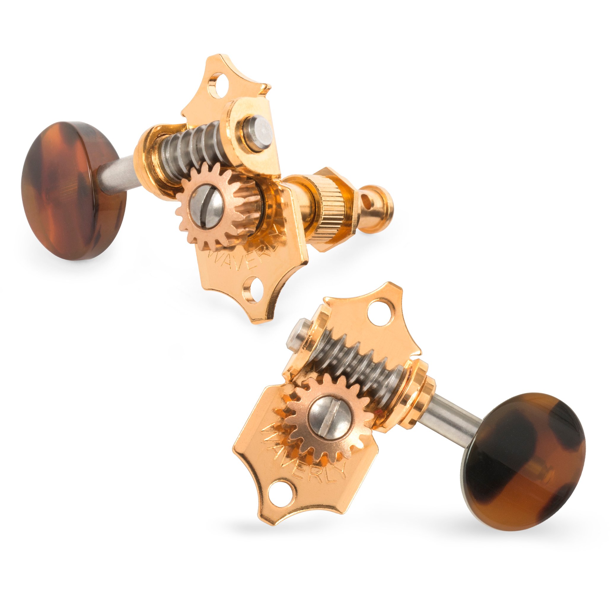 Waverly Guitar Tuners with Dark Tortoise Knobs for Solid Pegheads