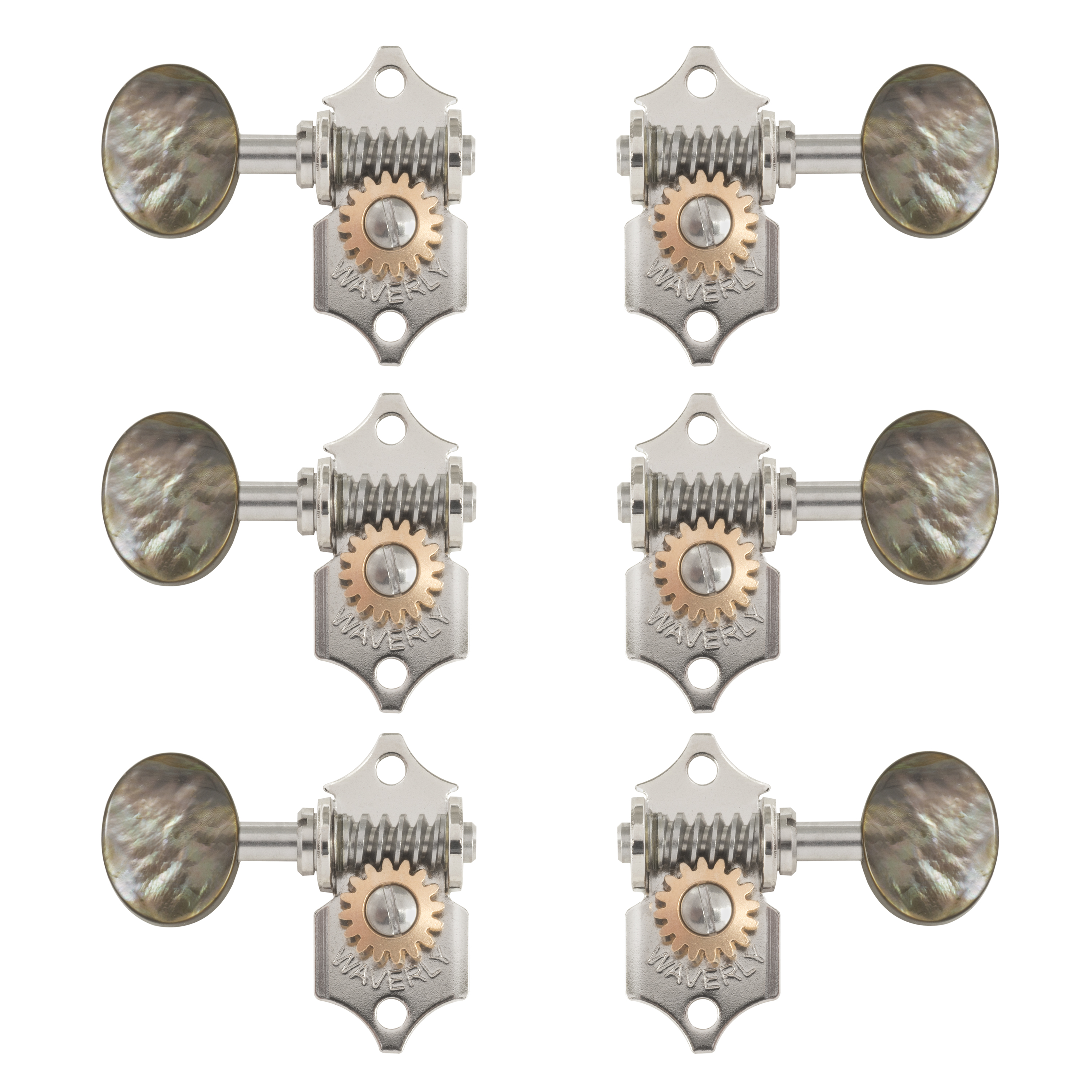 Waverly Guitar Tuners with Black Pearl Knobs for Solid Pegheads