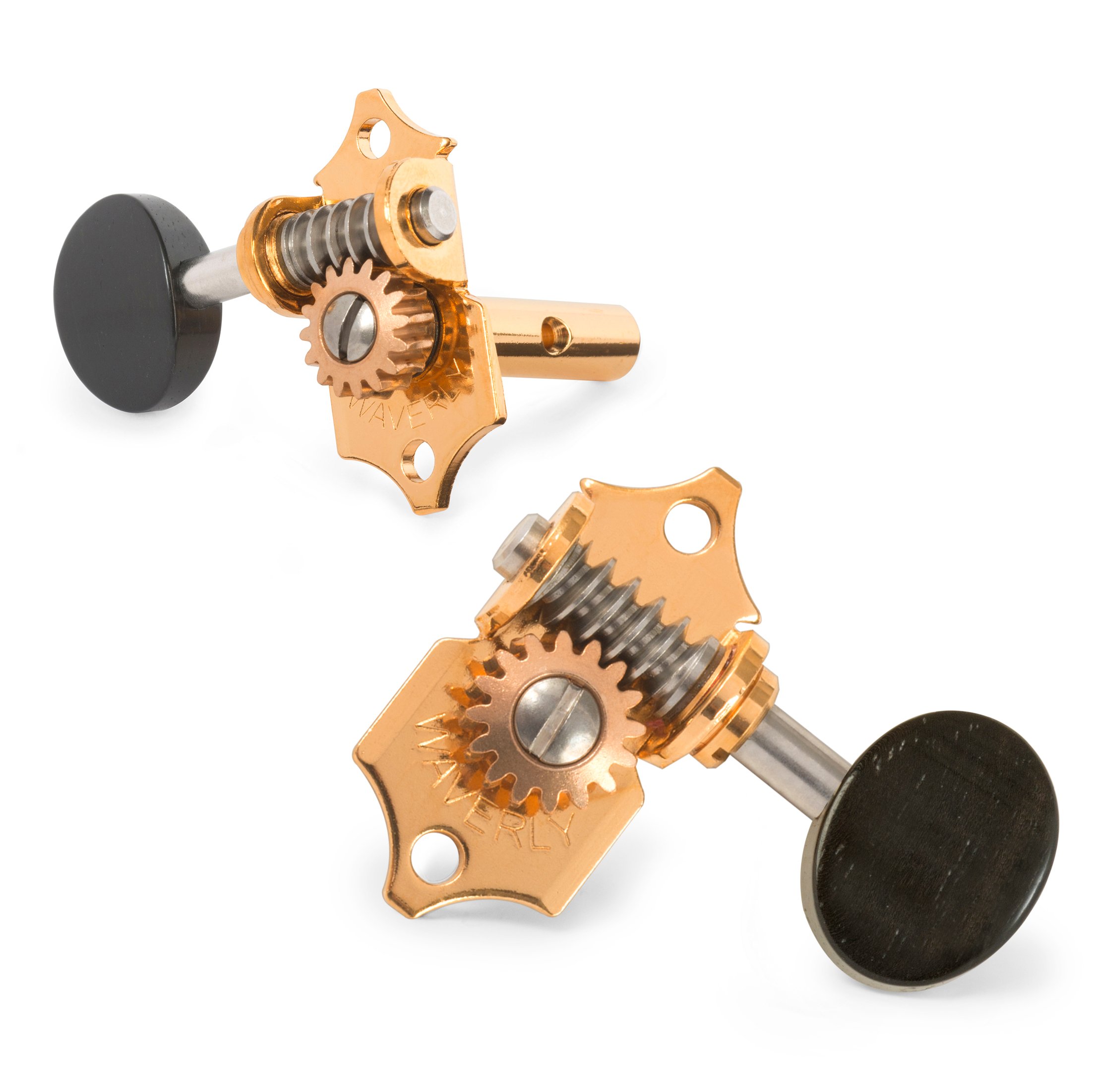 Waverly Guitar Tuners with Ebony Knobs for Slotted Pegheads