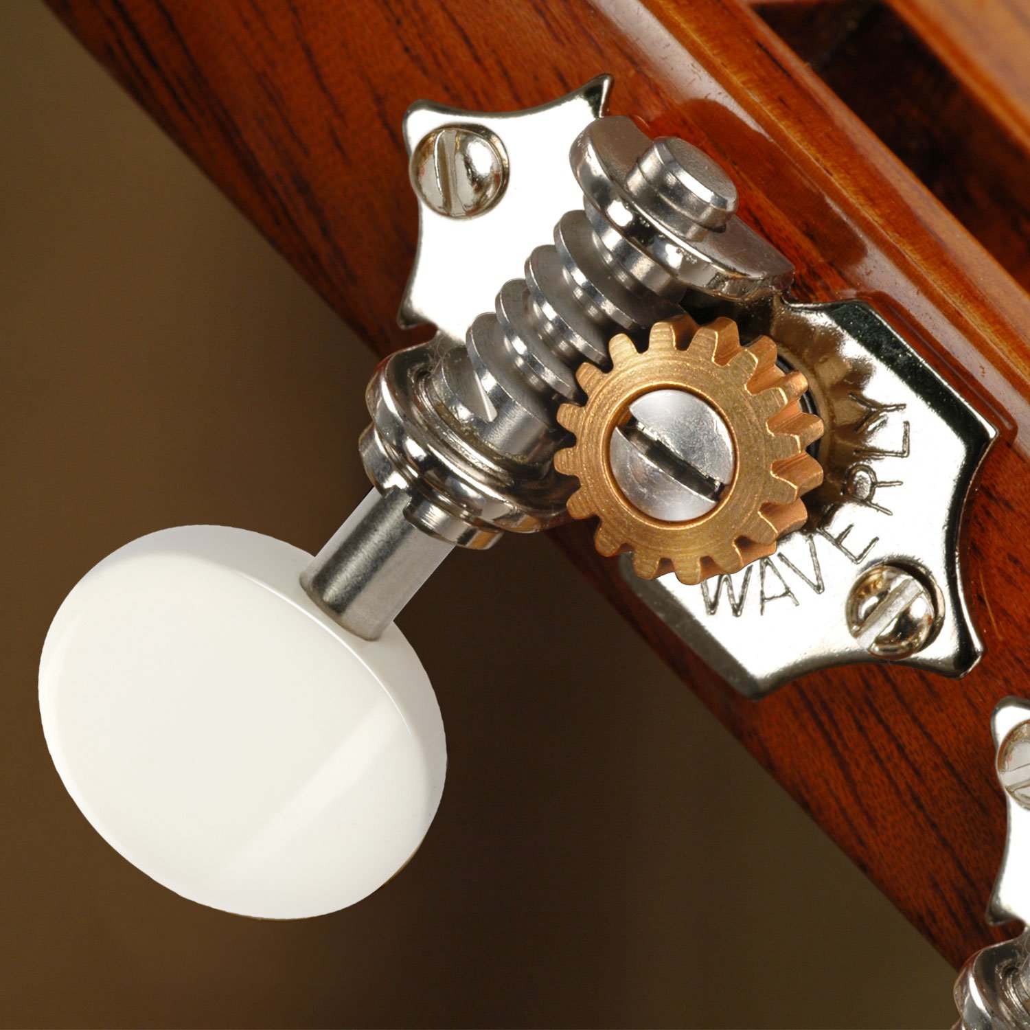 Waverly Guitar Tuners with White Knobs for Slotted Pegheads