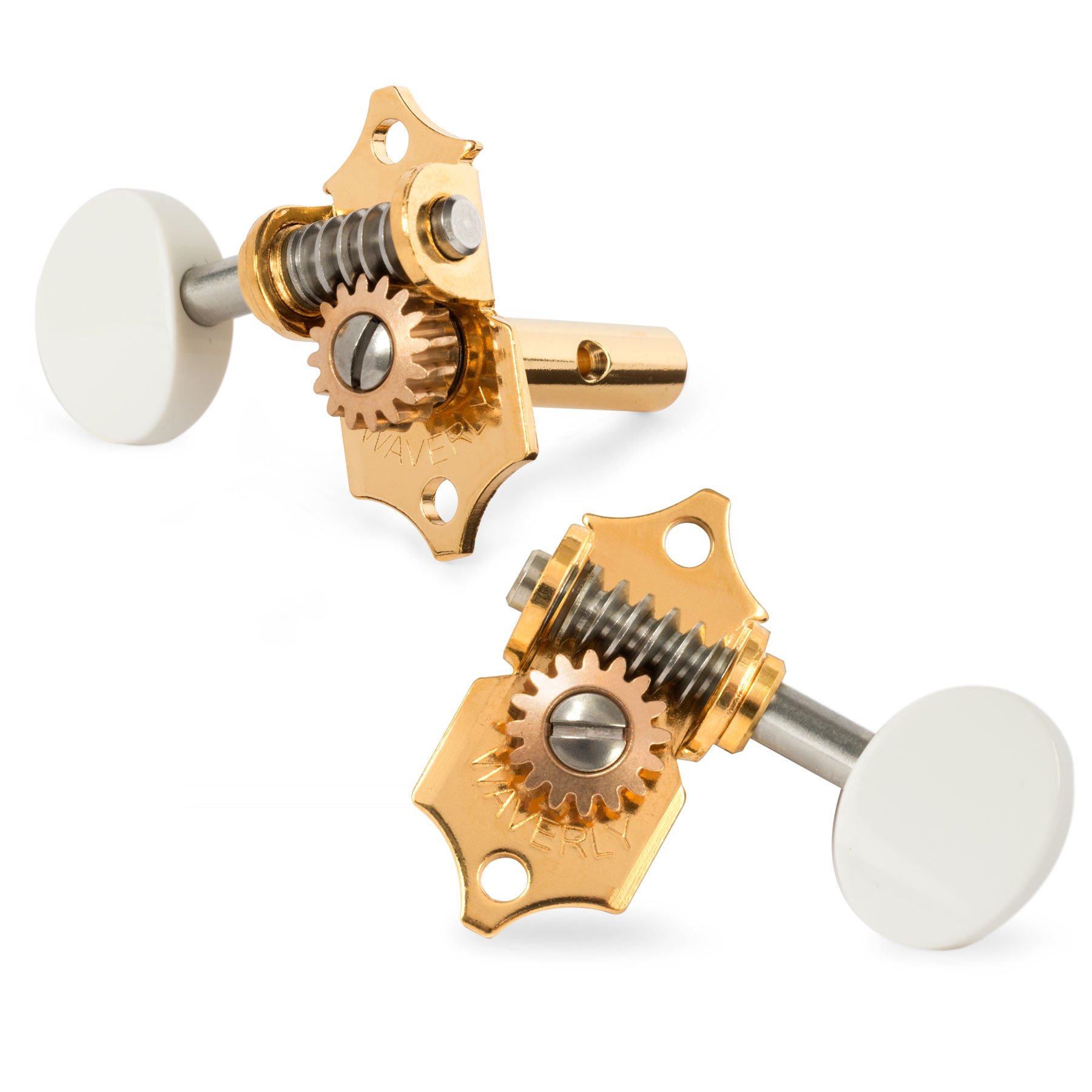 Waverly Guitar Tuners with White Knobs for Slotted Pegheads