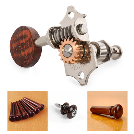 Waverly Guitar Tuners with Snakewood Knobs for Solid Pegheads