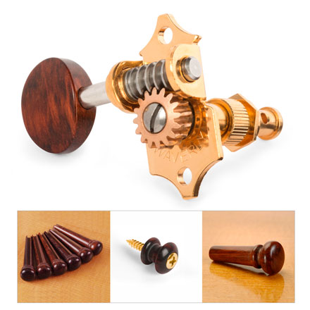 Waverly Guitar Tuners with Snakewood Knobs for Solid Pegheads