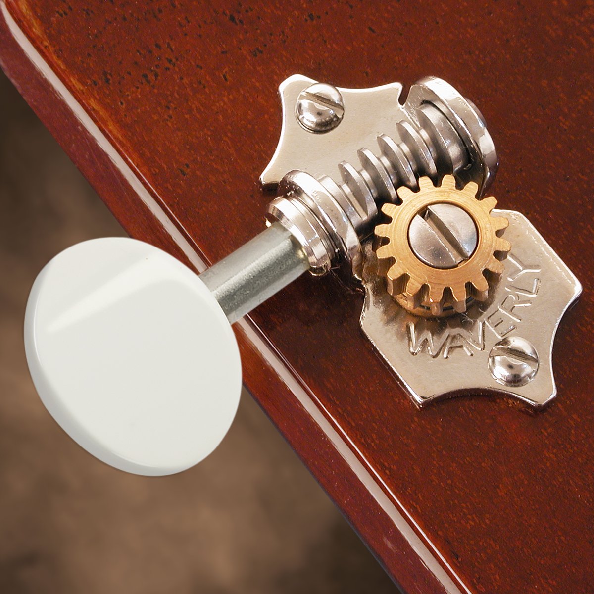 Waverly Guitar Tuners with White Knobs for Solid Pegheads