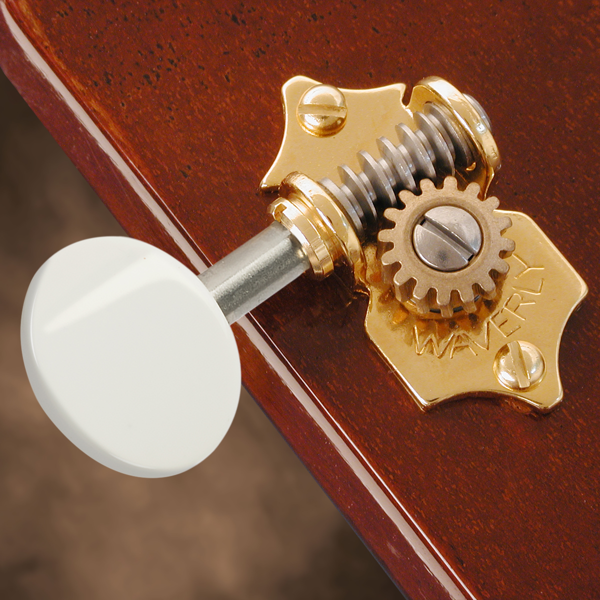 Waverly Guitar Tuners with White Knobs for Solid Pegheads