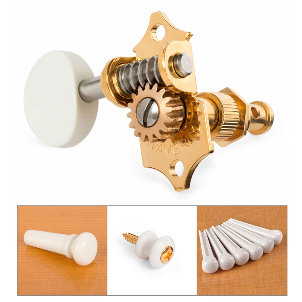 ギター Gibson Deluxe White Button Tuner Set Gibson PMMH-060 Deluxe White Button Vintage Nickel Tuner Set