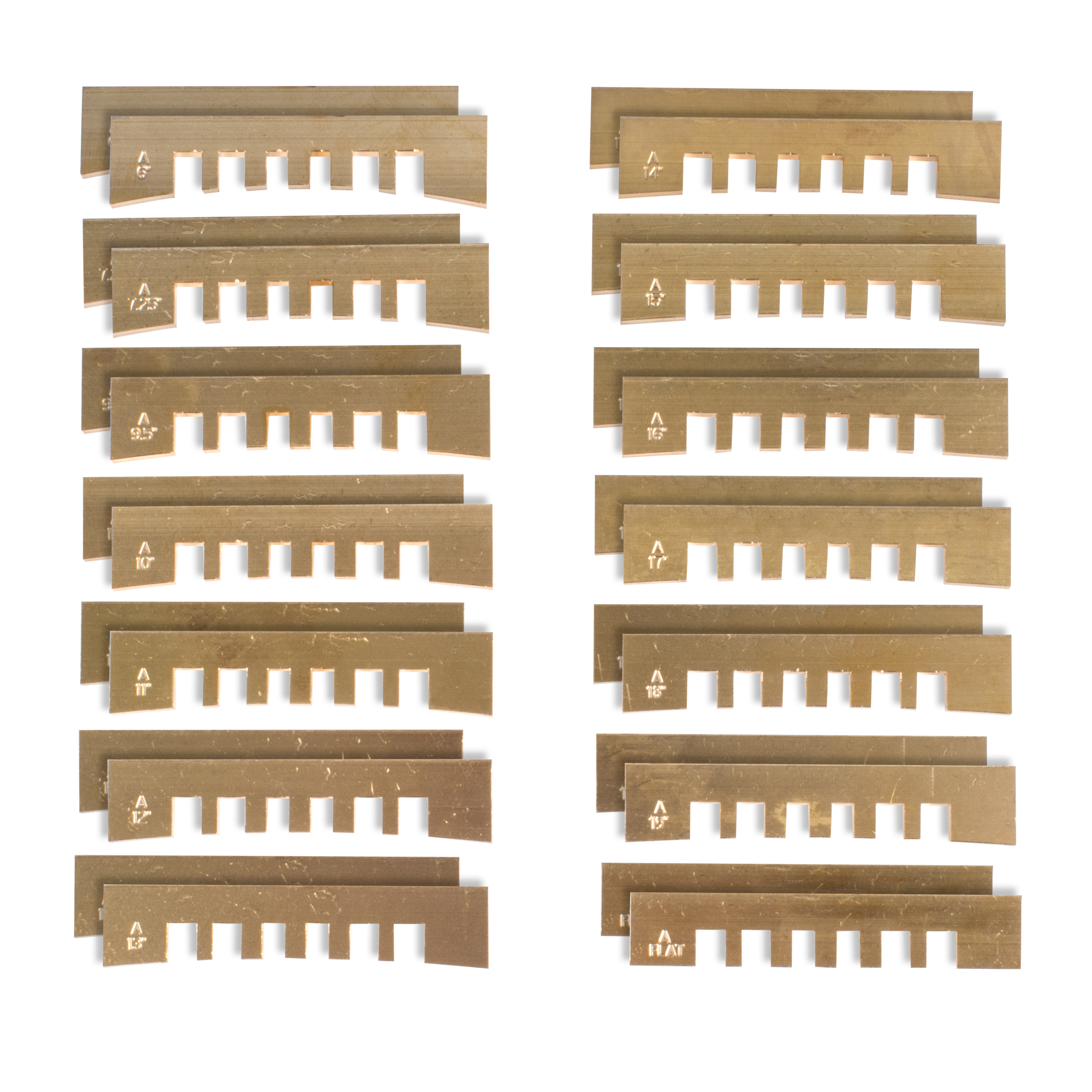 Notched Fret Press Inserts, Complete Set of 14 Notched Fret Press Inserts, Complete Set of 14
