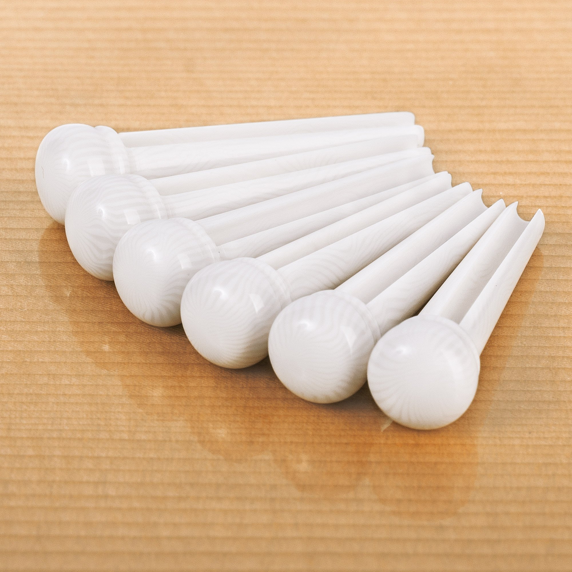 Waverly Ivoroid Bridge Pins, Slotted, with no dot, set of 6 Waverly Ivoroid Bridge Pins, Slotted, with no dot, set of 6