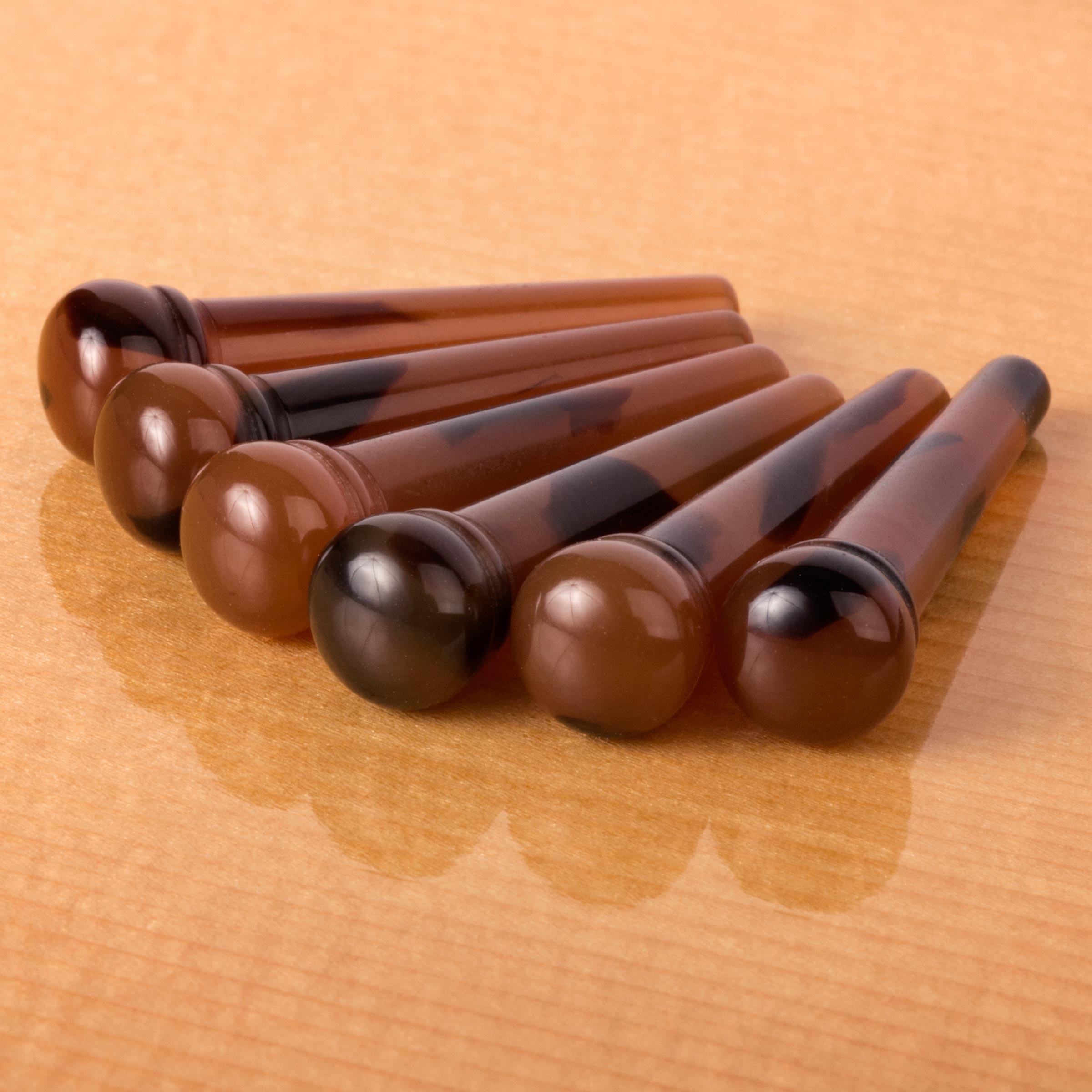 Waverly Dark Tortoise Bridge Pins, Unslotted, set of 6 Waverly Dark Tortoise Bridge Pins, Unslotted, set of 6
