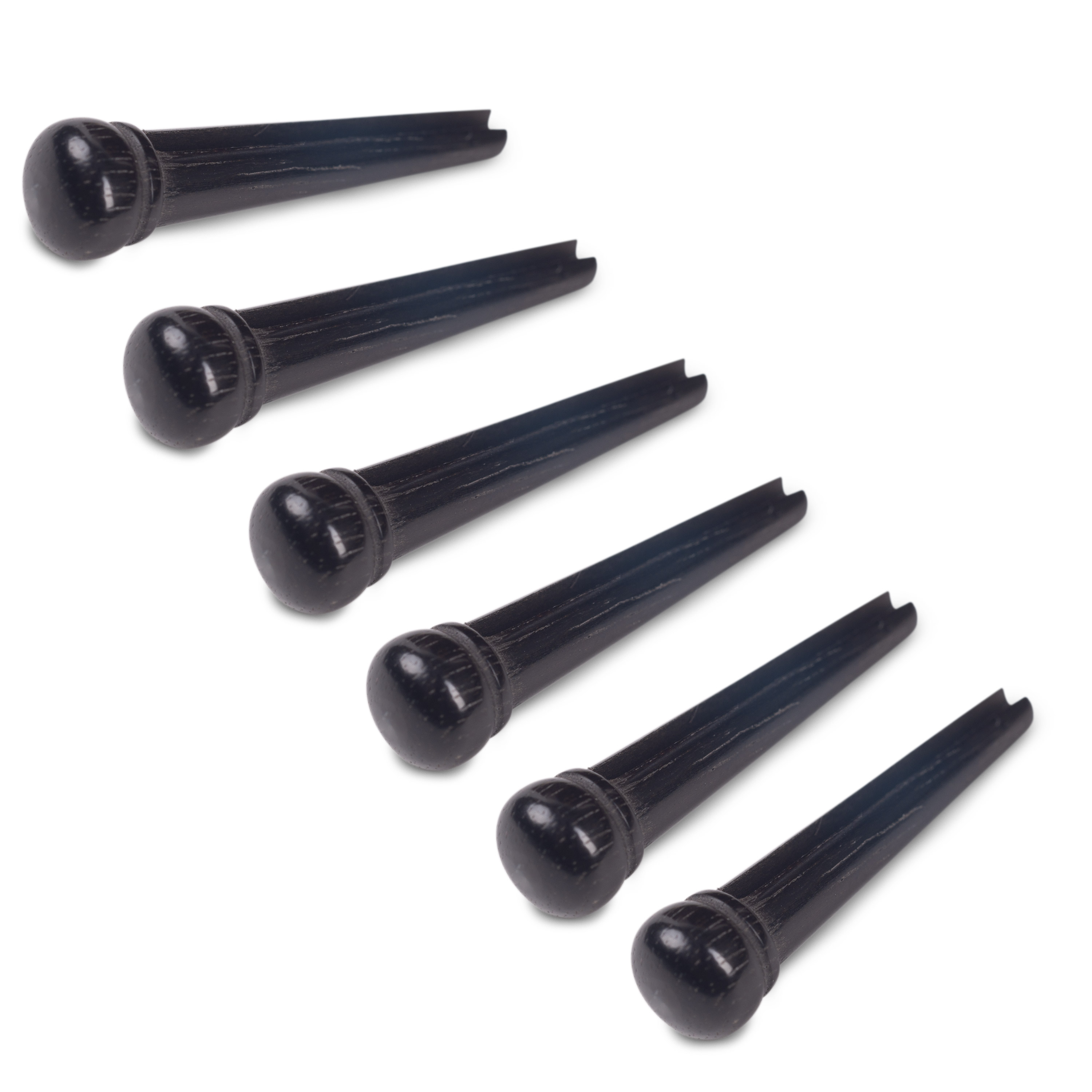 Waverly Ebony Bridge Pins, Slotted, oversized with no dot, set of 6 Waverly Ebony Bridge Pins, Slotted, oversized with no dot, set of 6