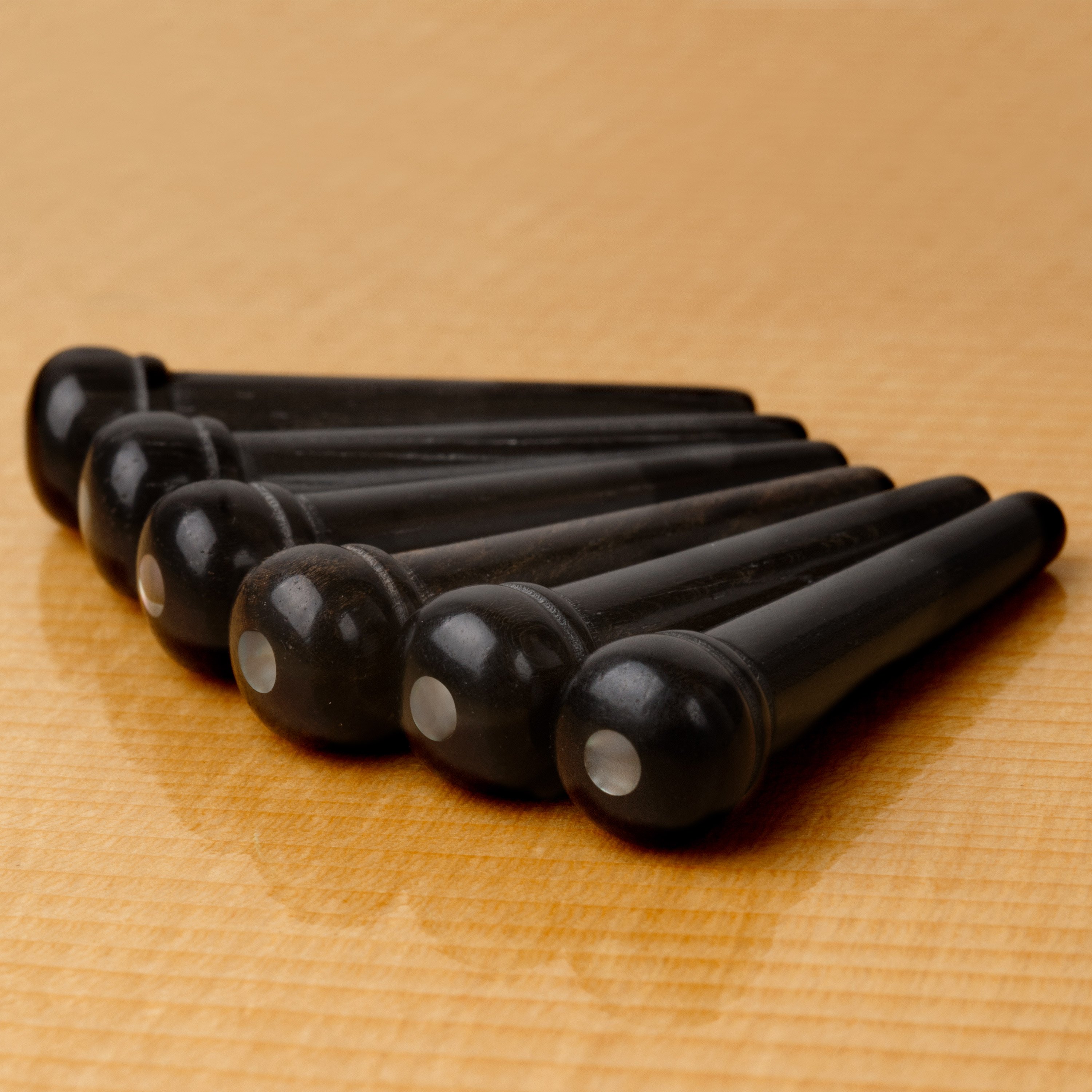 Waverly Ebony Bridge Pins with Shell Inlay StewMac