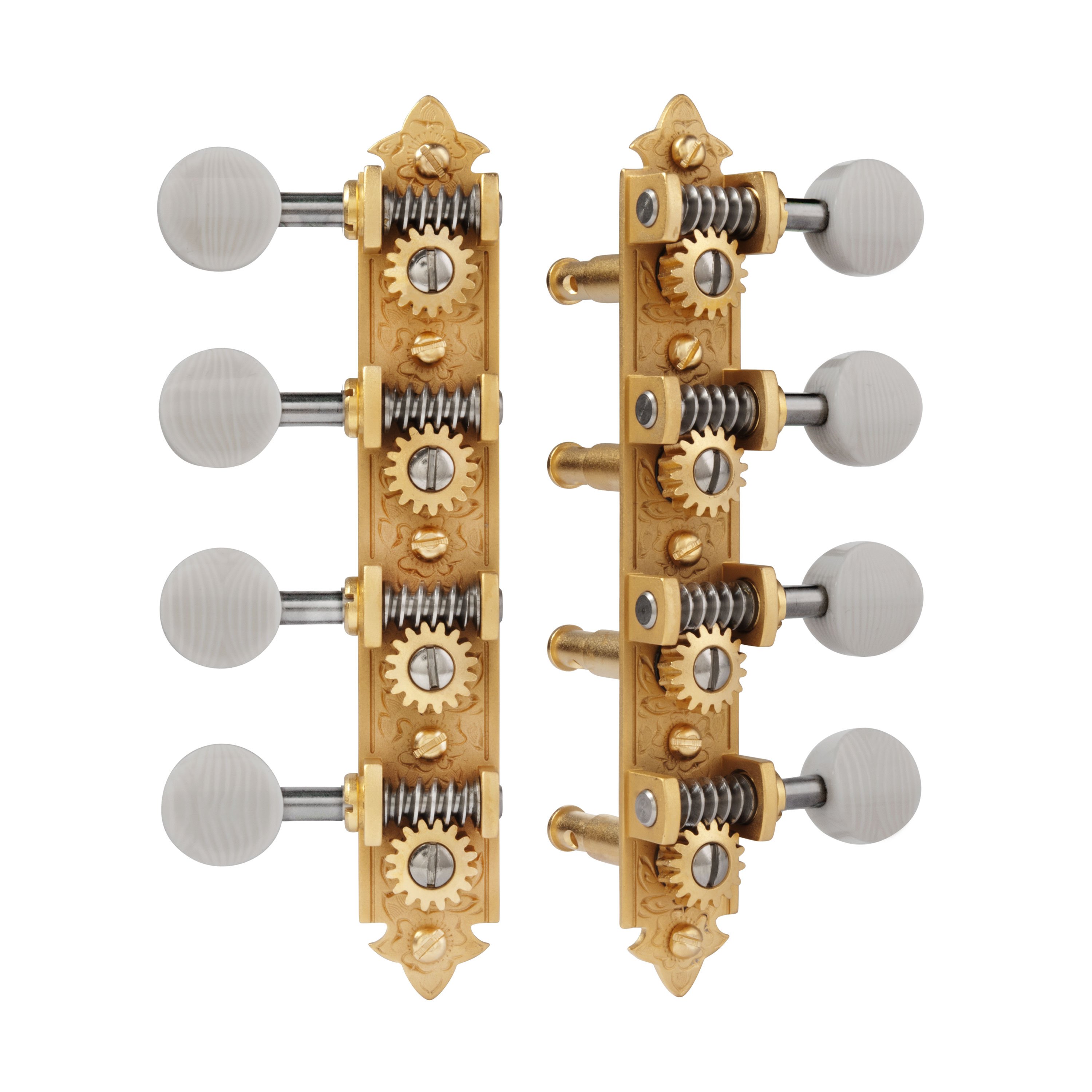 Waverly A-style Mandolin Tuners with Ivoroid Knobs, Satin gold Waverly A-style Mandolin Tuners with Ivoroid Knobs, Satin gold