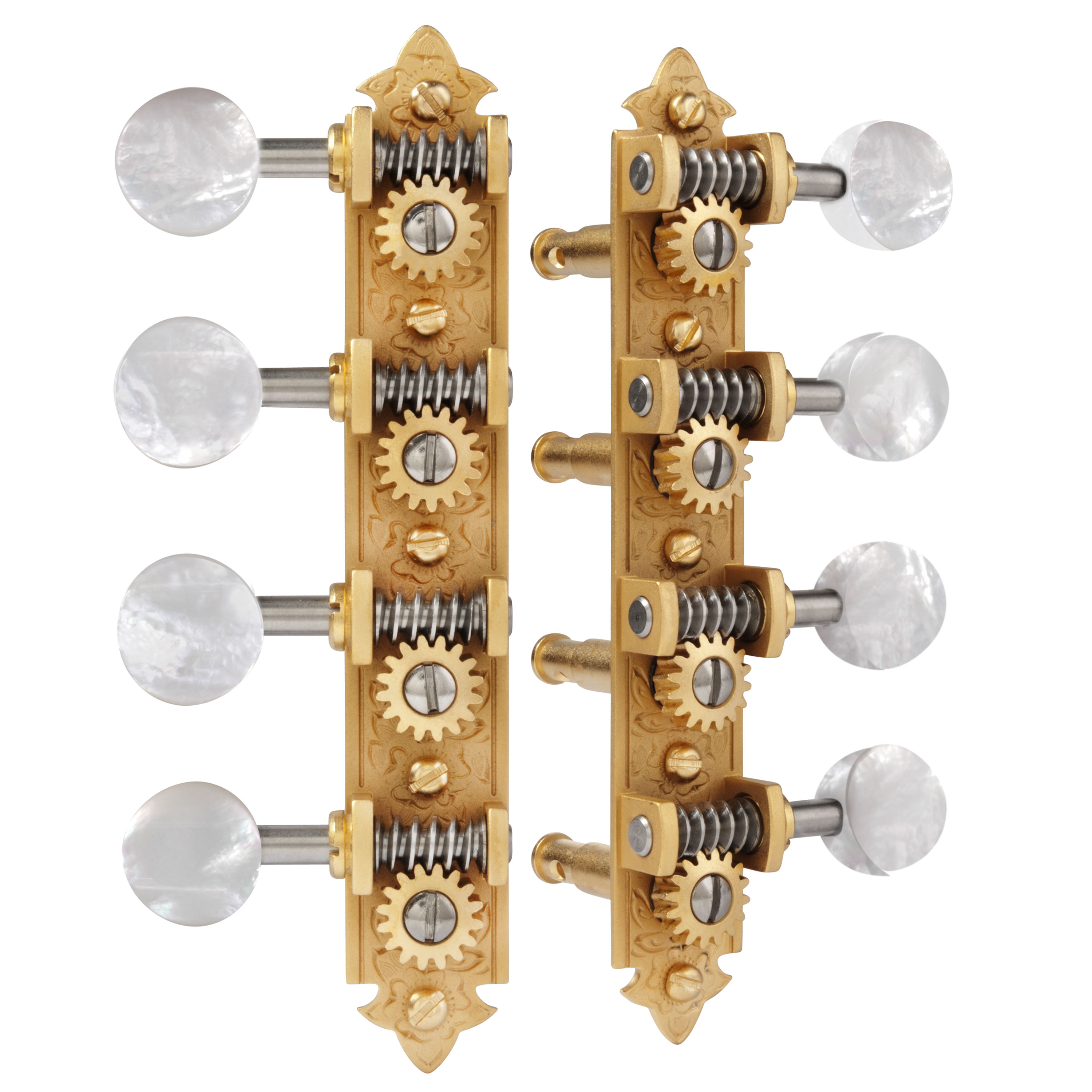Waverly A-style Mandolin Tuners with Pearl Knobs, Satin gold