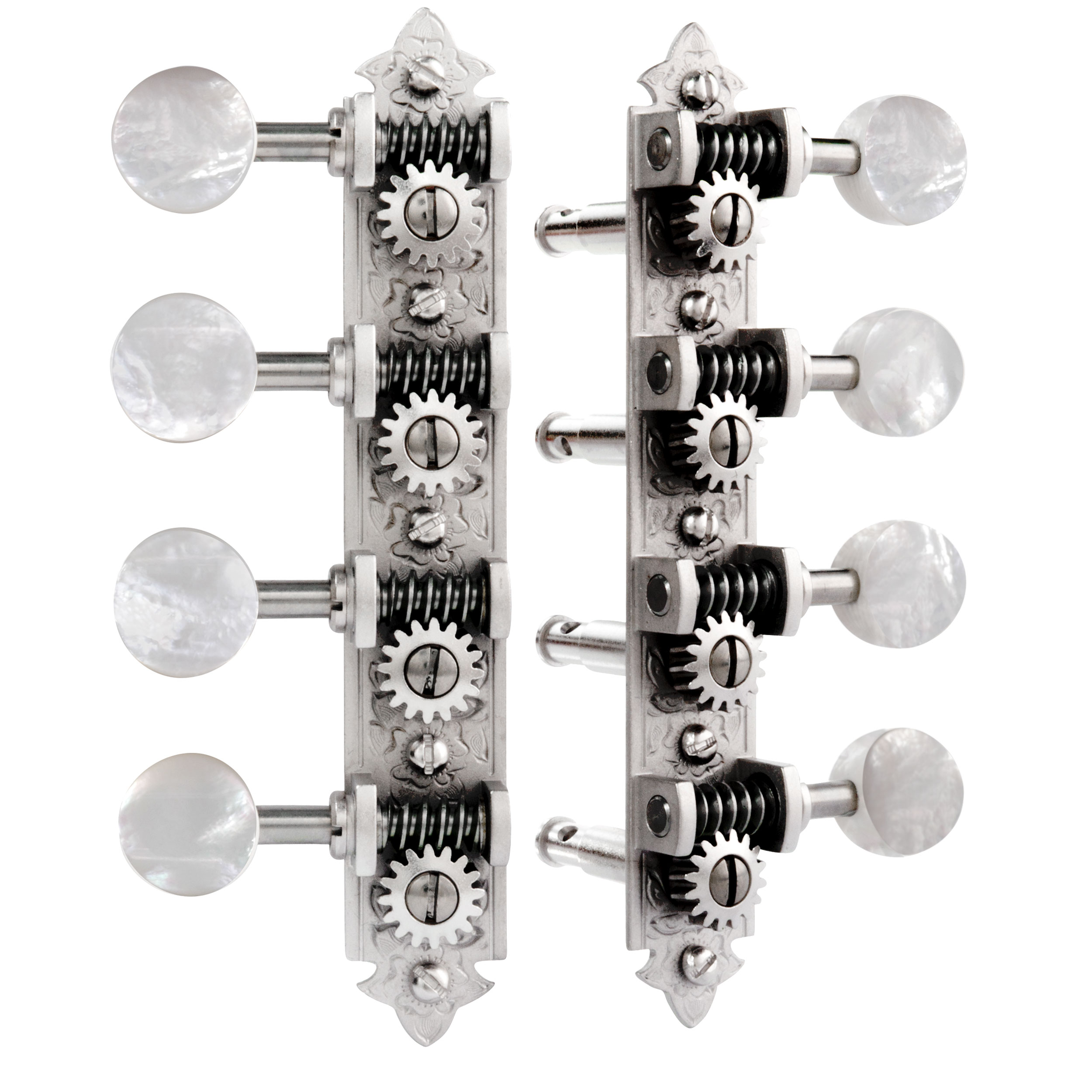 Waverly A-style Mandolin Tuners with Pearl Knobs, Satin silver