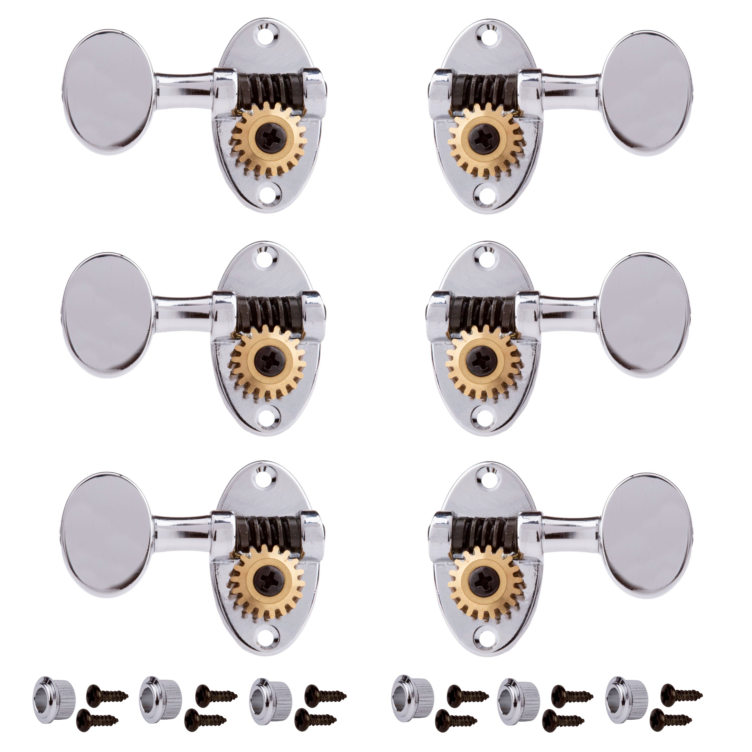 Schertler Guitar Tuning Keys for 3+3 Solid Pegheads - Metal Knobs