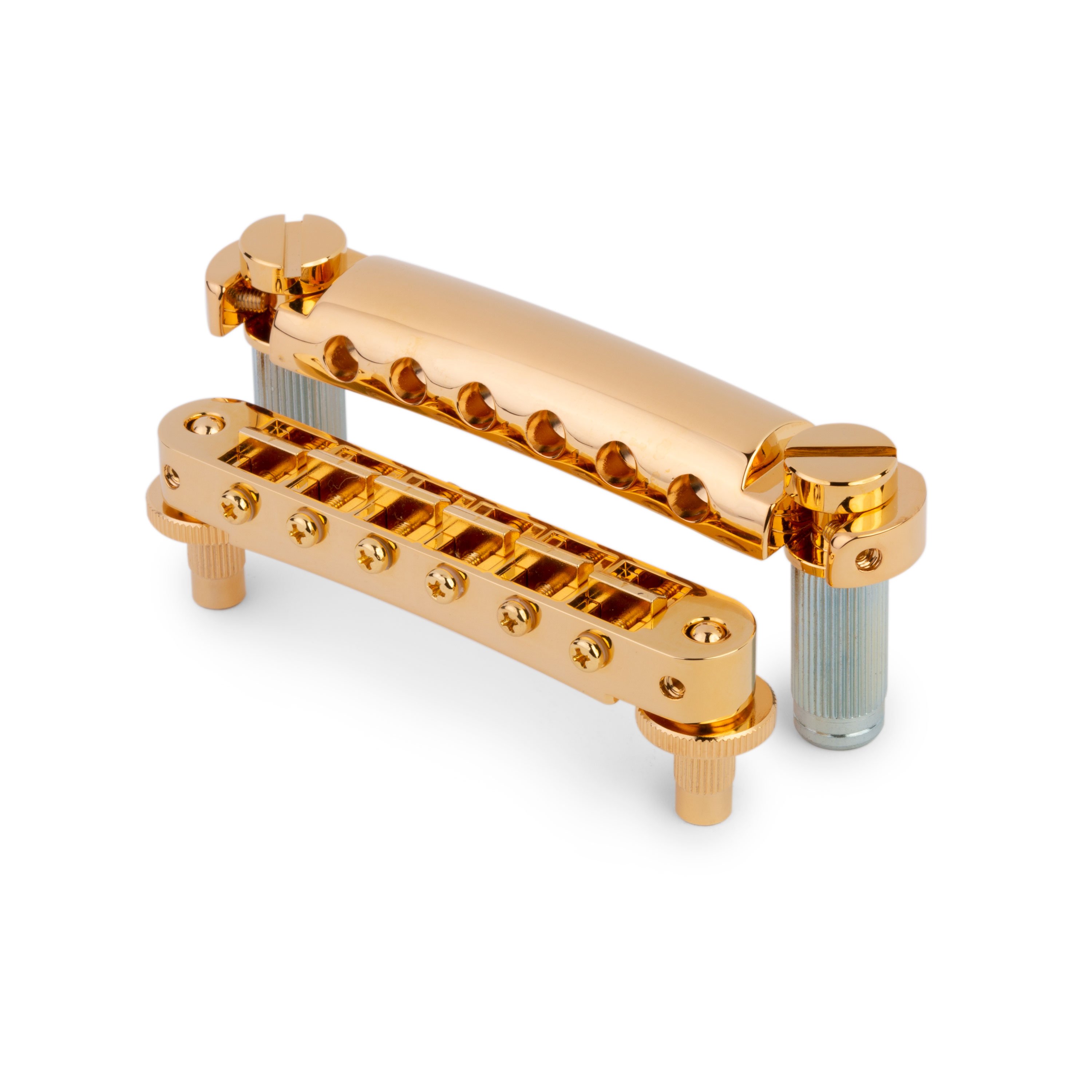 TonePros LPM04 Tune-o-matic Bridge and Tailpiece Set, Gold, Notched TonePros LPM04 Tune-o-matic Bridge and Tailpiece Set, Gold, Notched