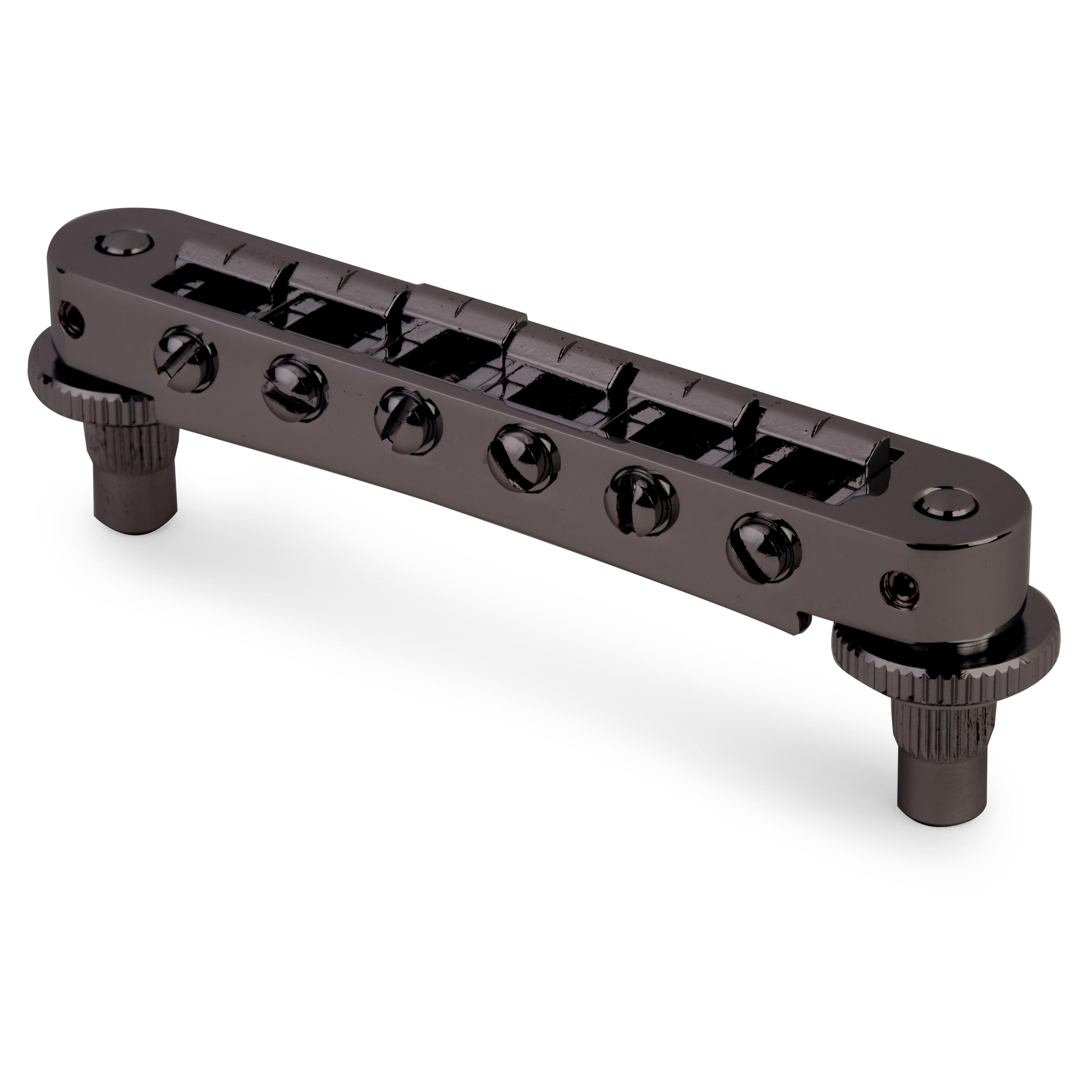 TonePros TP6A Aluminum Tune-o-matic Bridge with Bell Brass Saddles, Black from StewMac.