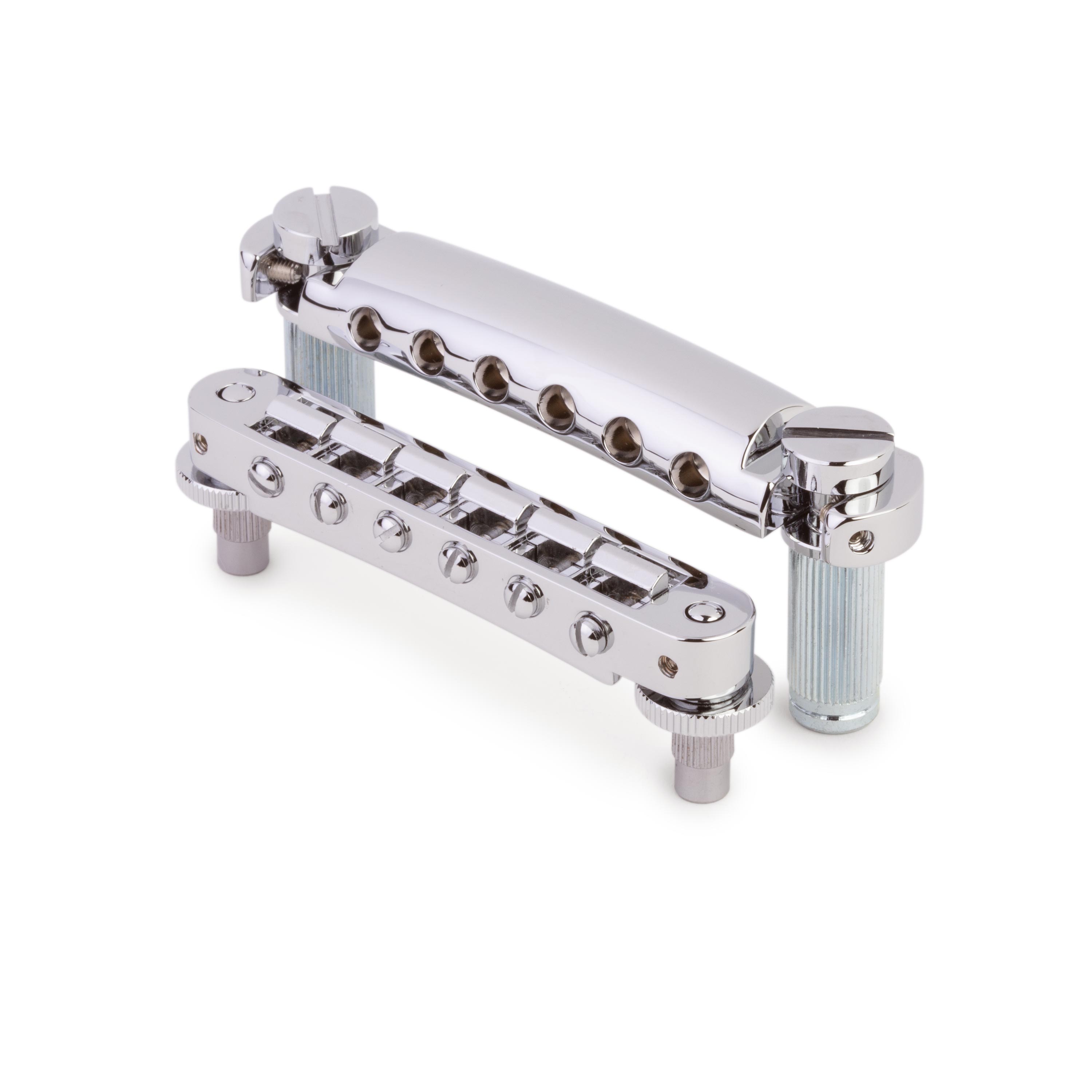 TonePros LPS02 Tune-o-matic Bridge and Tailpiece Set, Nickel, Un-notched
