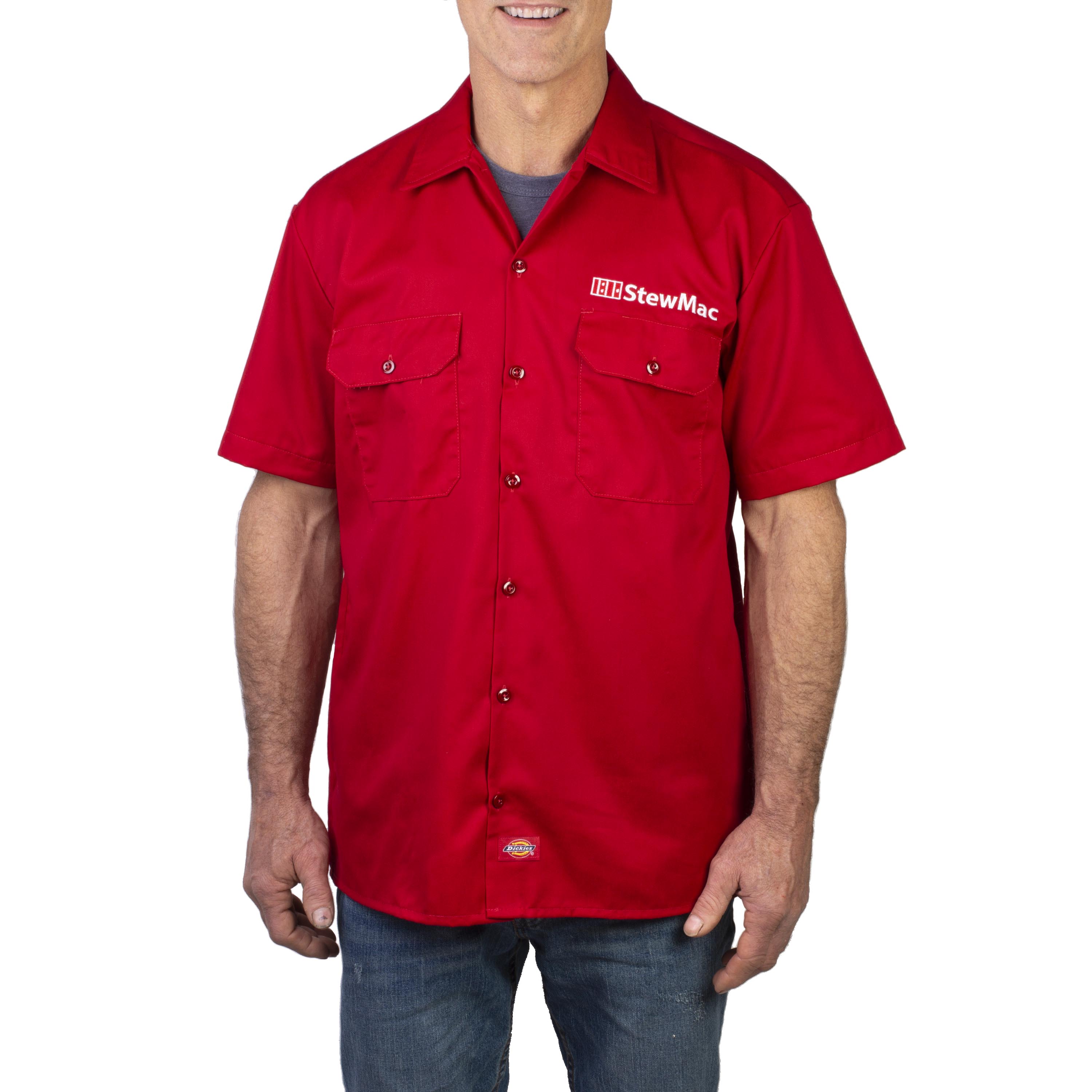 Red dickies shop work shirt