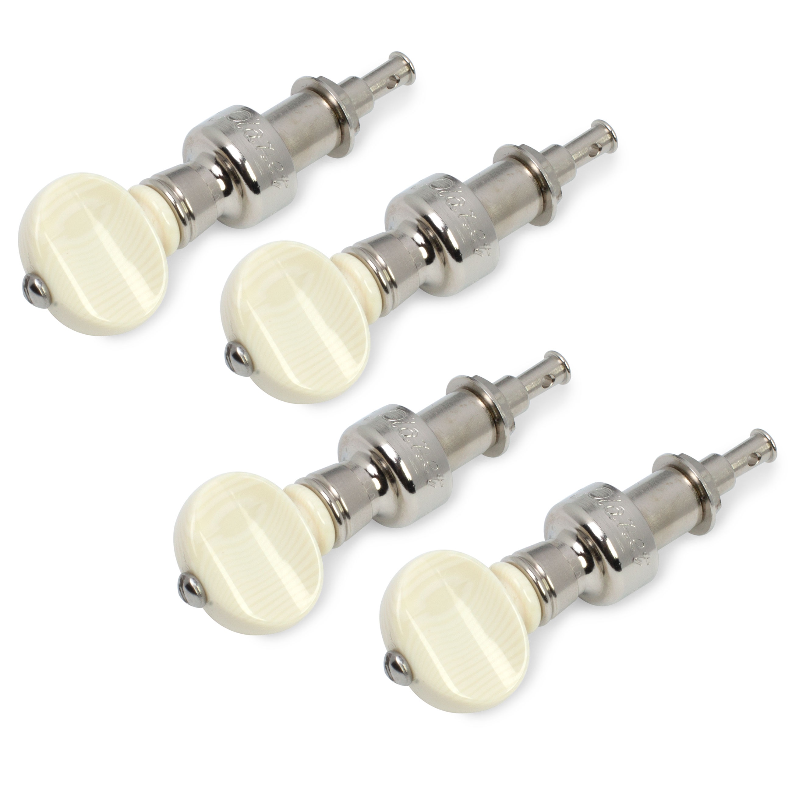 Five-Star Banjo Tuning Pegs, Ivoroid Knob on Nickel, Set of 4 Five-Star Banjo Tuning Pegs, Ivoroid Knob on Nickel, Set of 4