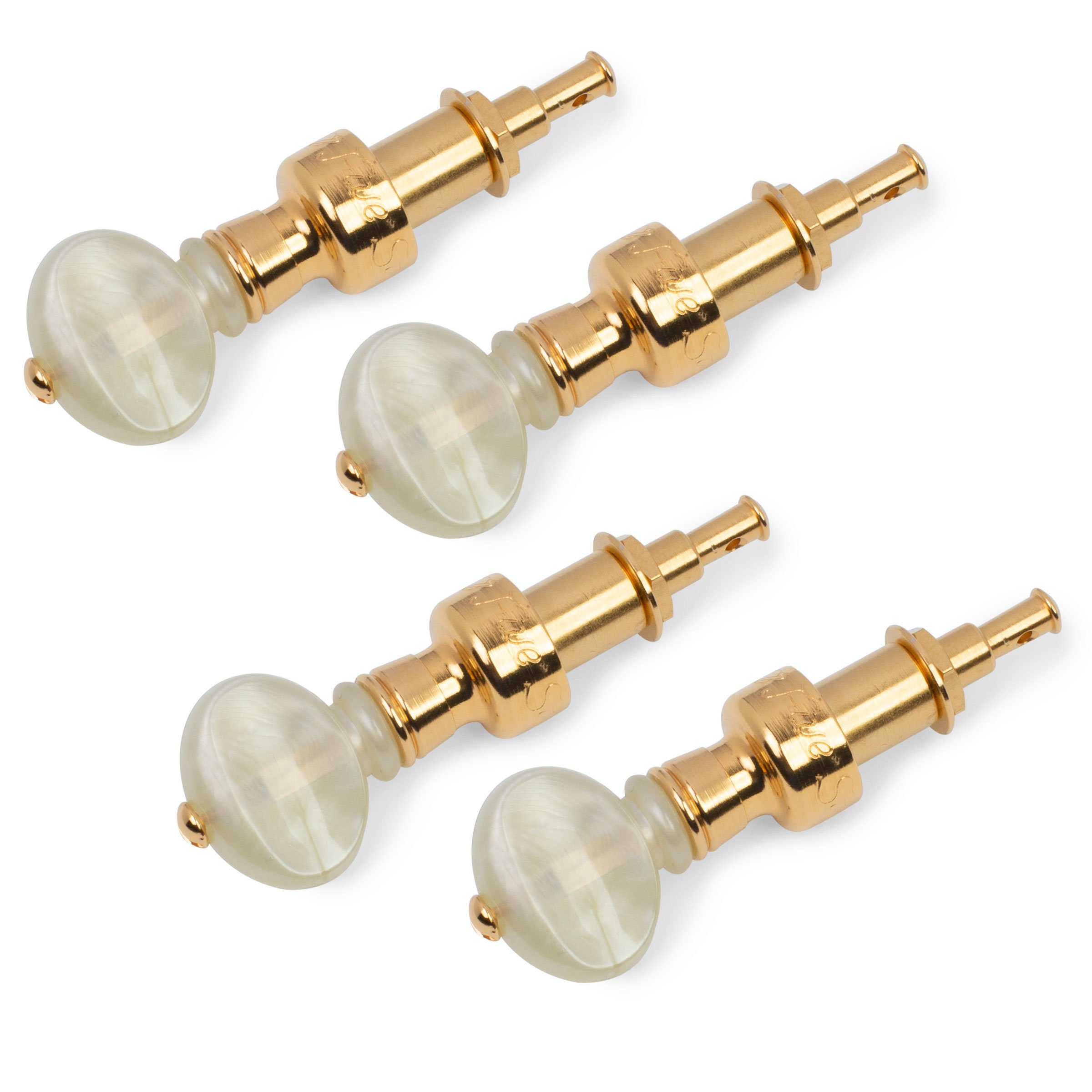 Five-Star Banjo Tuning Pegs, Vintage Pearloid Knob on Gold, Set of 4 Five-Star Banjo Tuning Pegs, Vintage Pearloid Knob on Gold, Set of 4