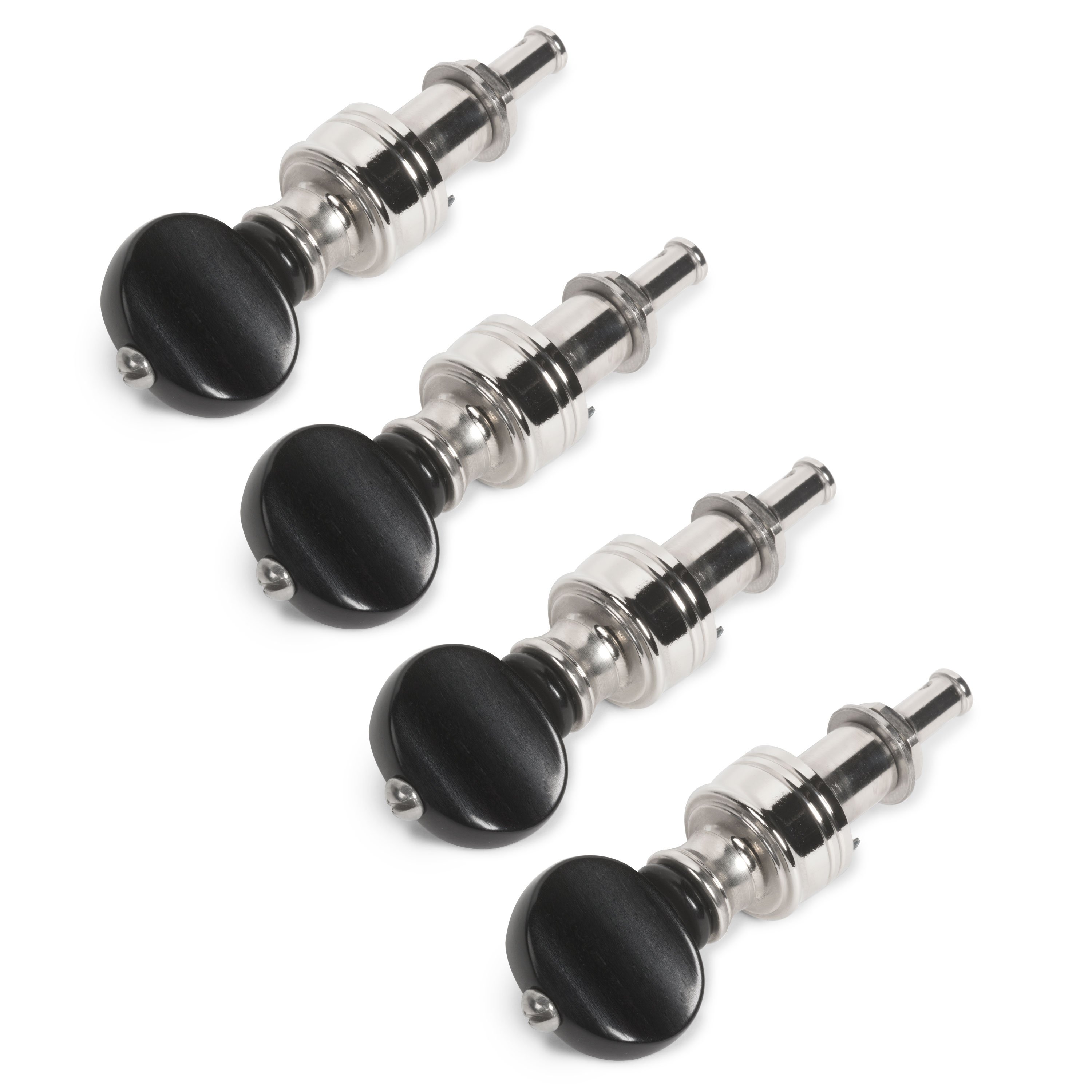 Rickard Cyclone High Ratio Tuning Pegs for Banjo with Ebony Knobs, Set of  4, Nickel