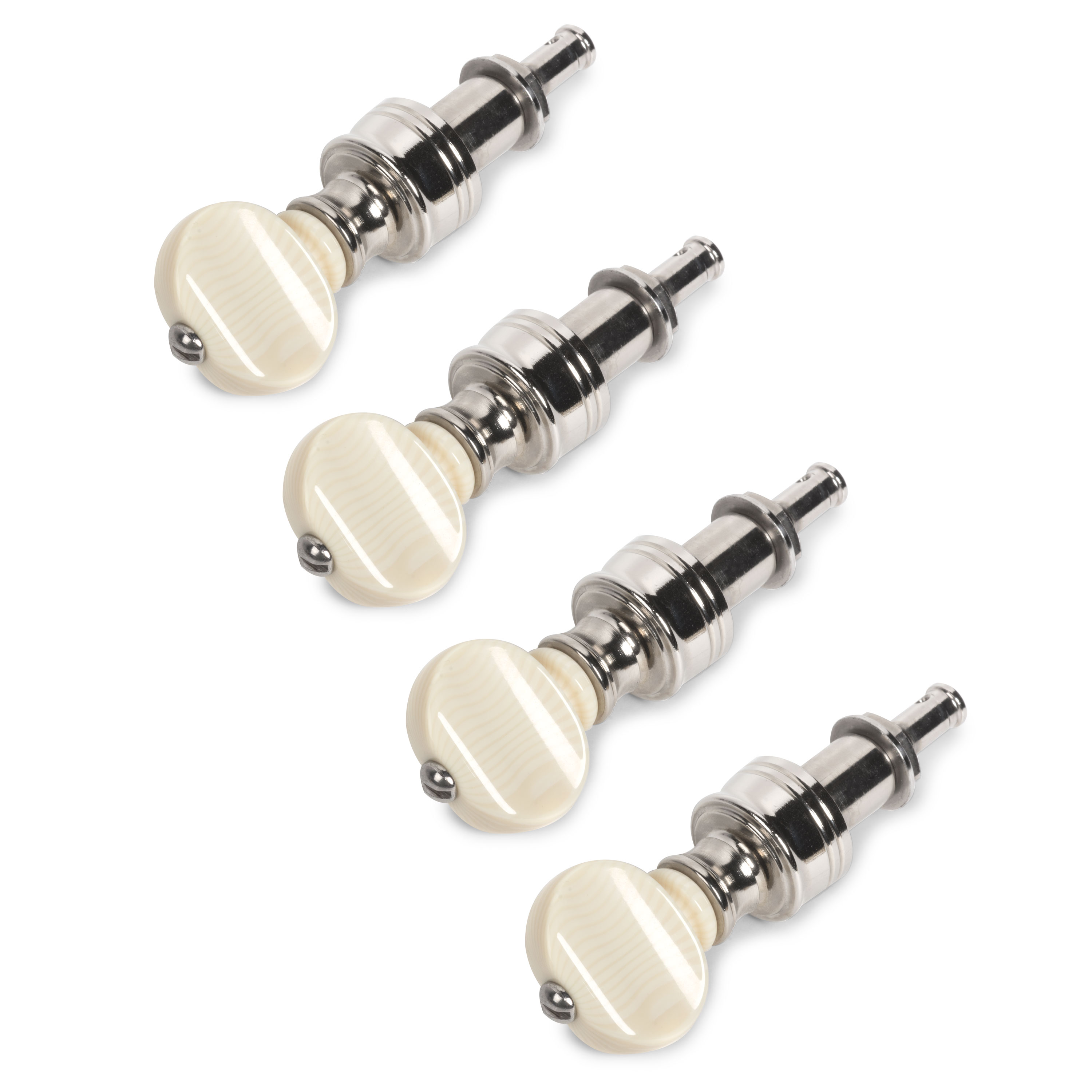 Rickard Cyclone High Ratio Tuning Pegs for Banjo with Ivoroid Knobs Set of 4 Nickel