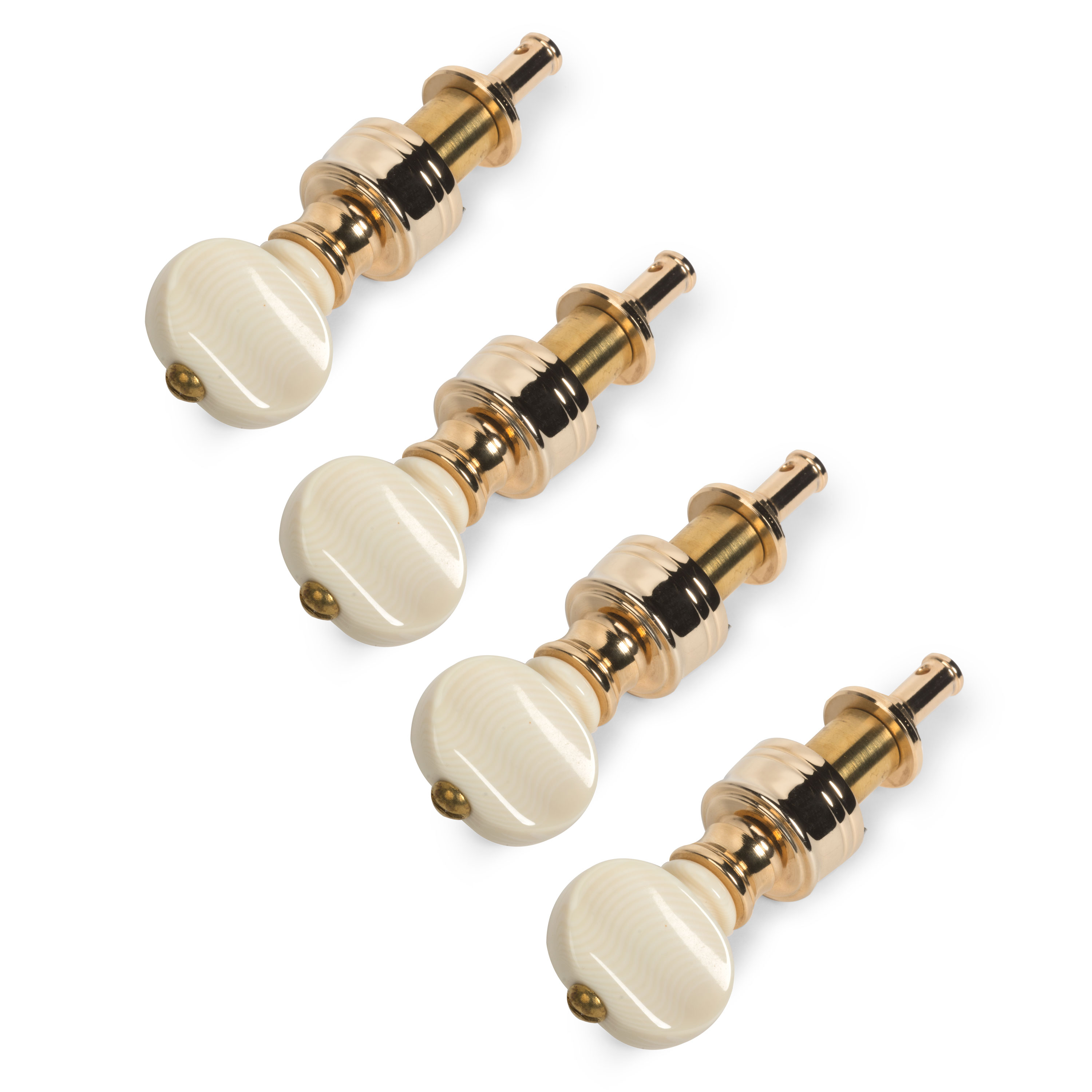 Rickard Cyclone High Ratio Tuning Pegs for Banjo with Ivoroid Knobs, Set of  4, Nickel