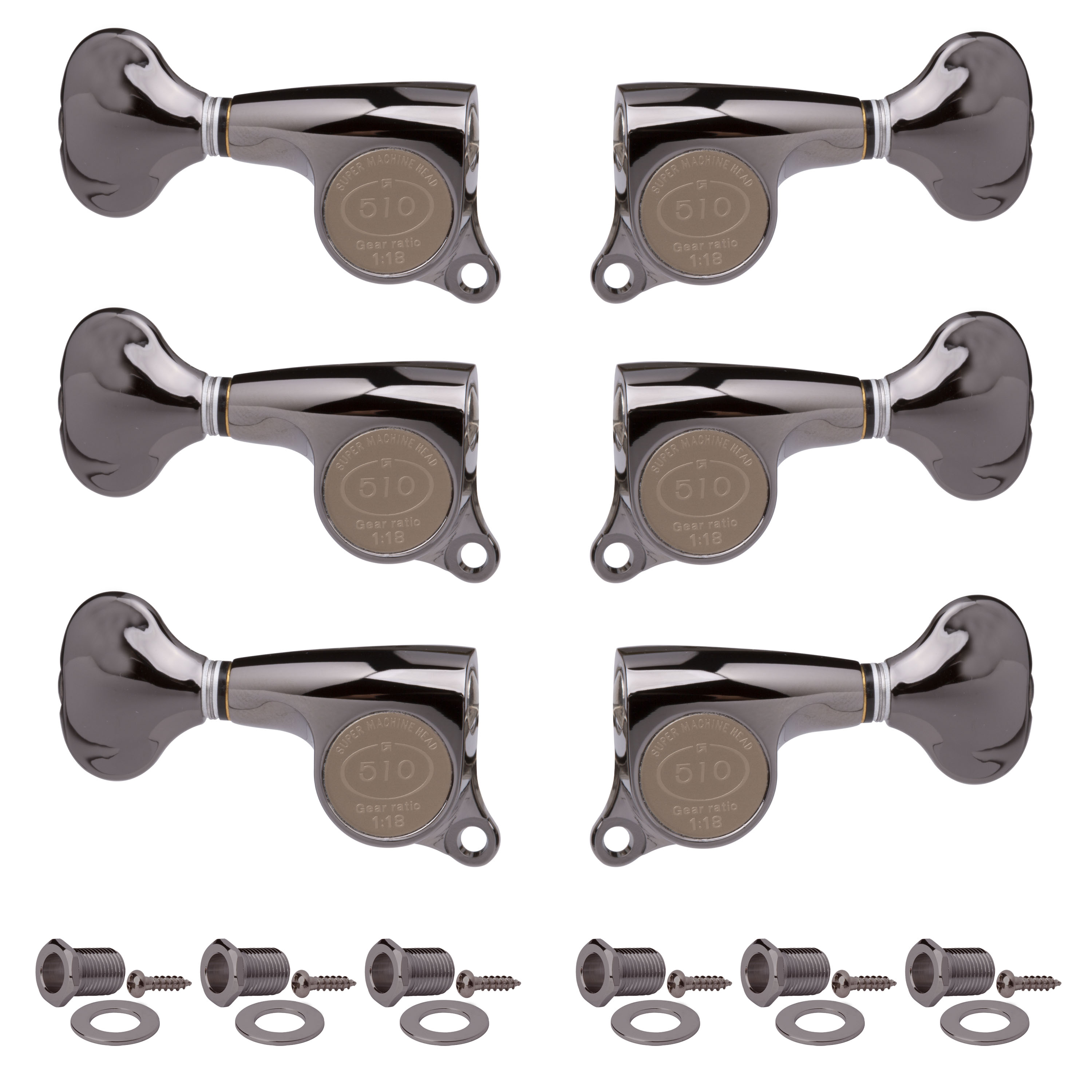 Gotoh Mini 510 3+3 Tuners with Metal Knobs - StewMac
