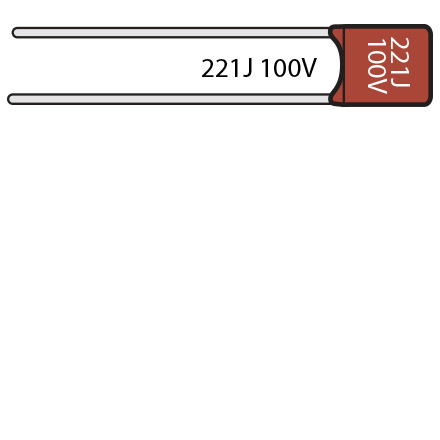 Capacitors for Amps and Pedals, 220pF, 100v film Capacitors for Amps and Pedals, 220pF, 100v film
