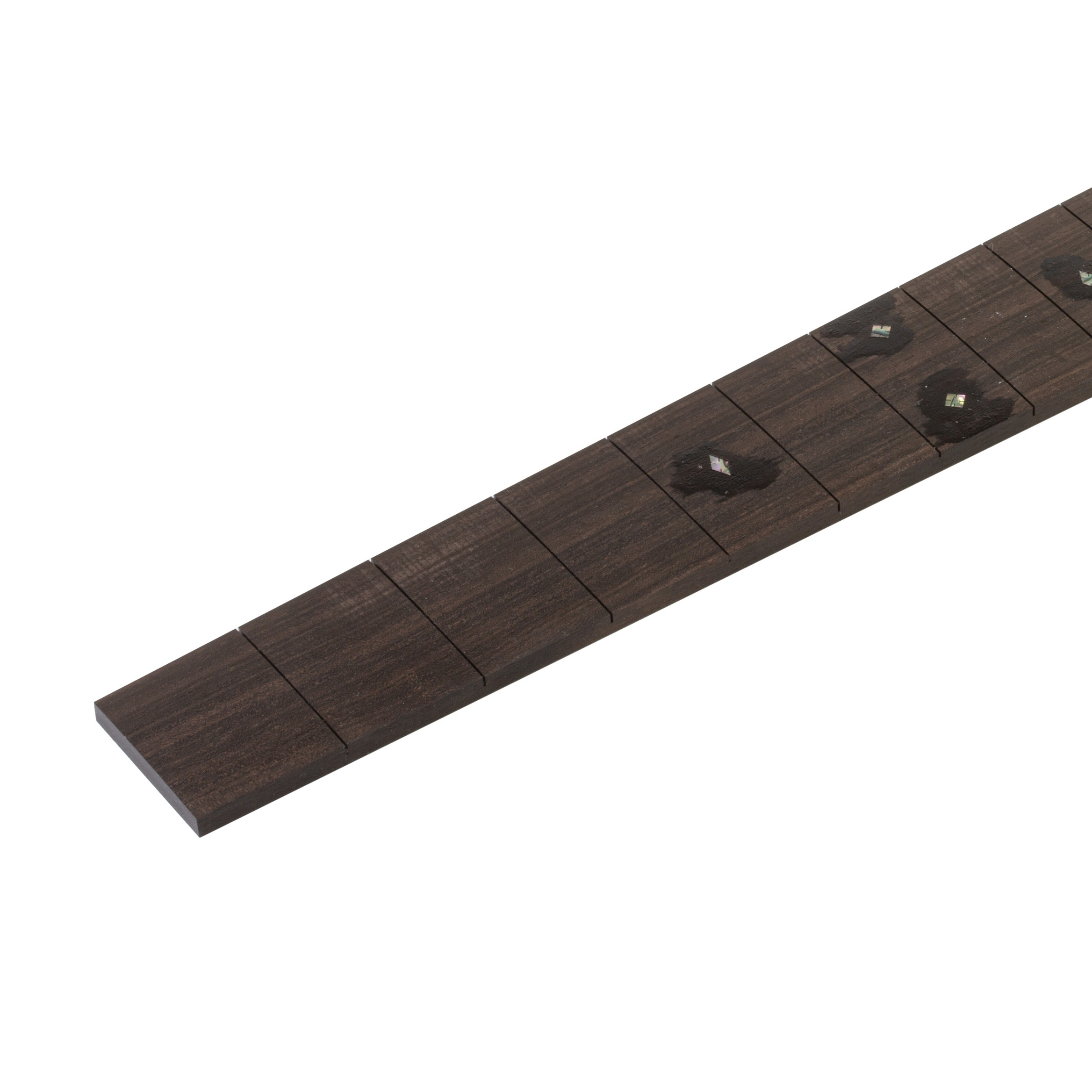 Ebony Custom Shop Fingerboard, Diamond Ab Inlay, 25.4", 1-11/16" N, 2-3/16" S