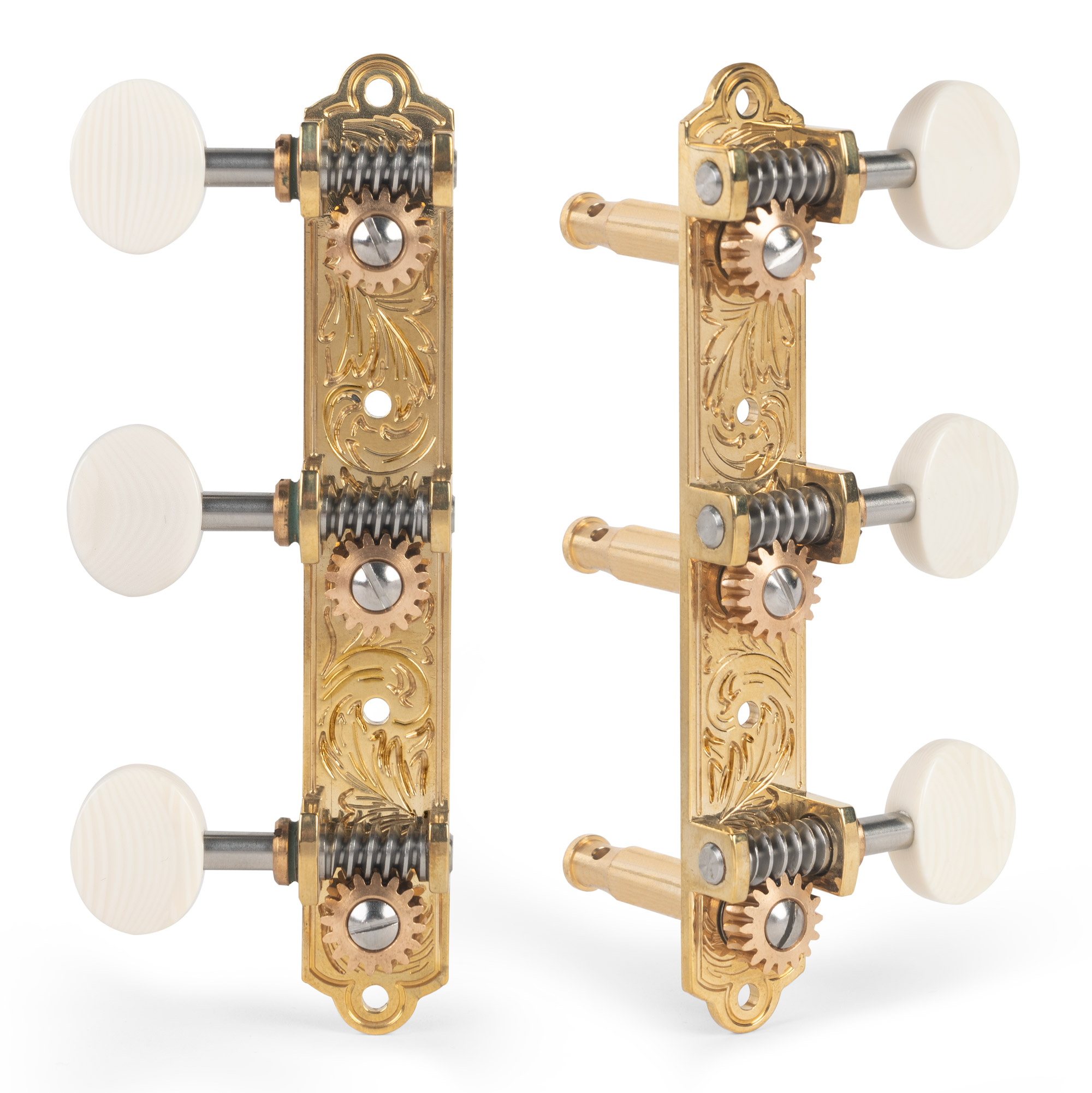 Waverly 3-On-Plate Guitar Tuners with Ivoroid Knobs for Solid