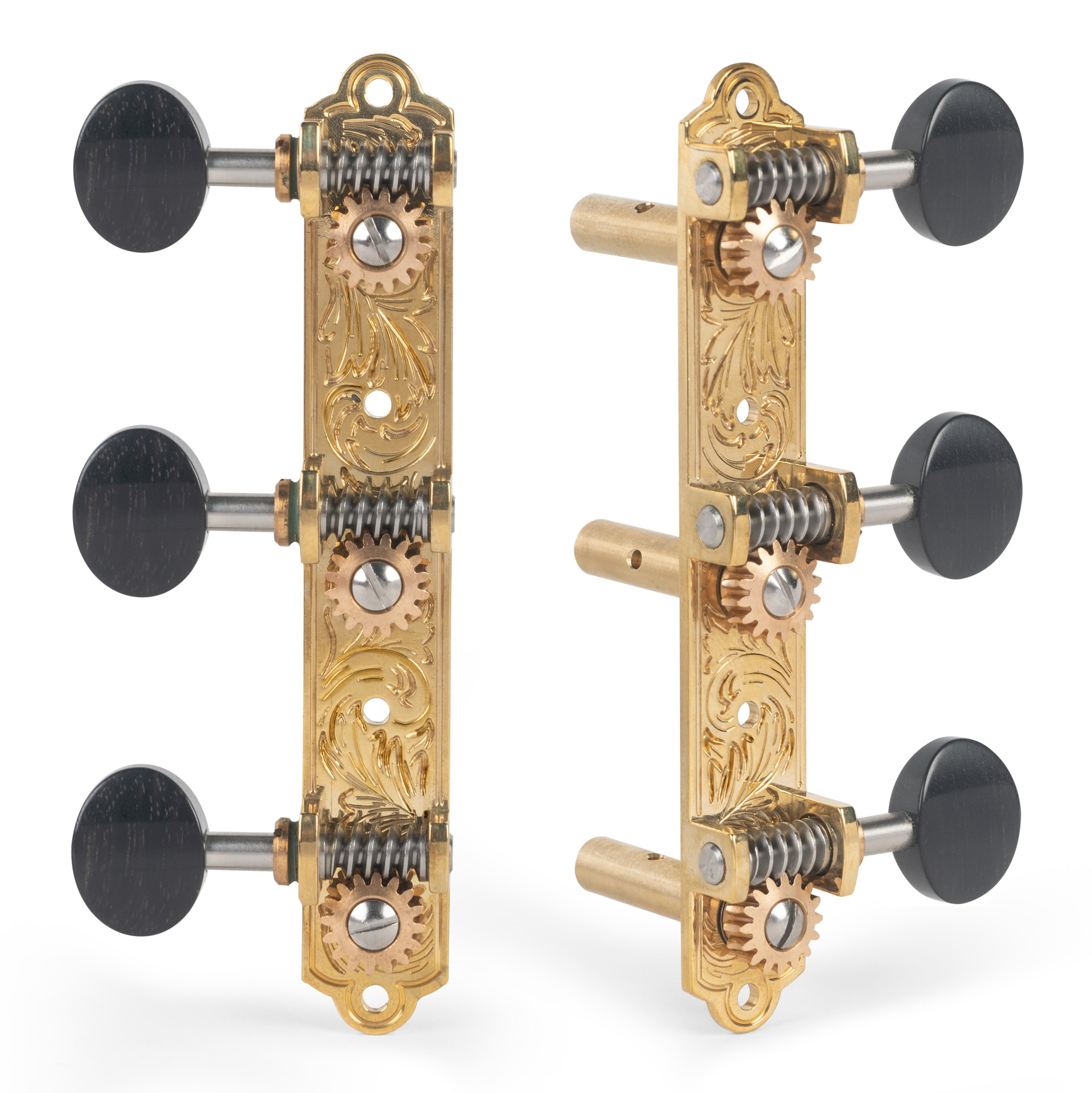 Golden Age Restoration Tuners for Solid Peghead Guitar with Engraved  Bell-end, Relic Nickel with Ivoroid Knobs