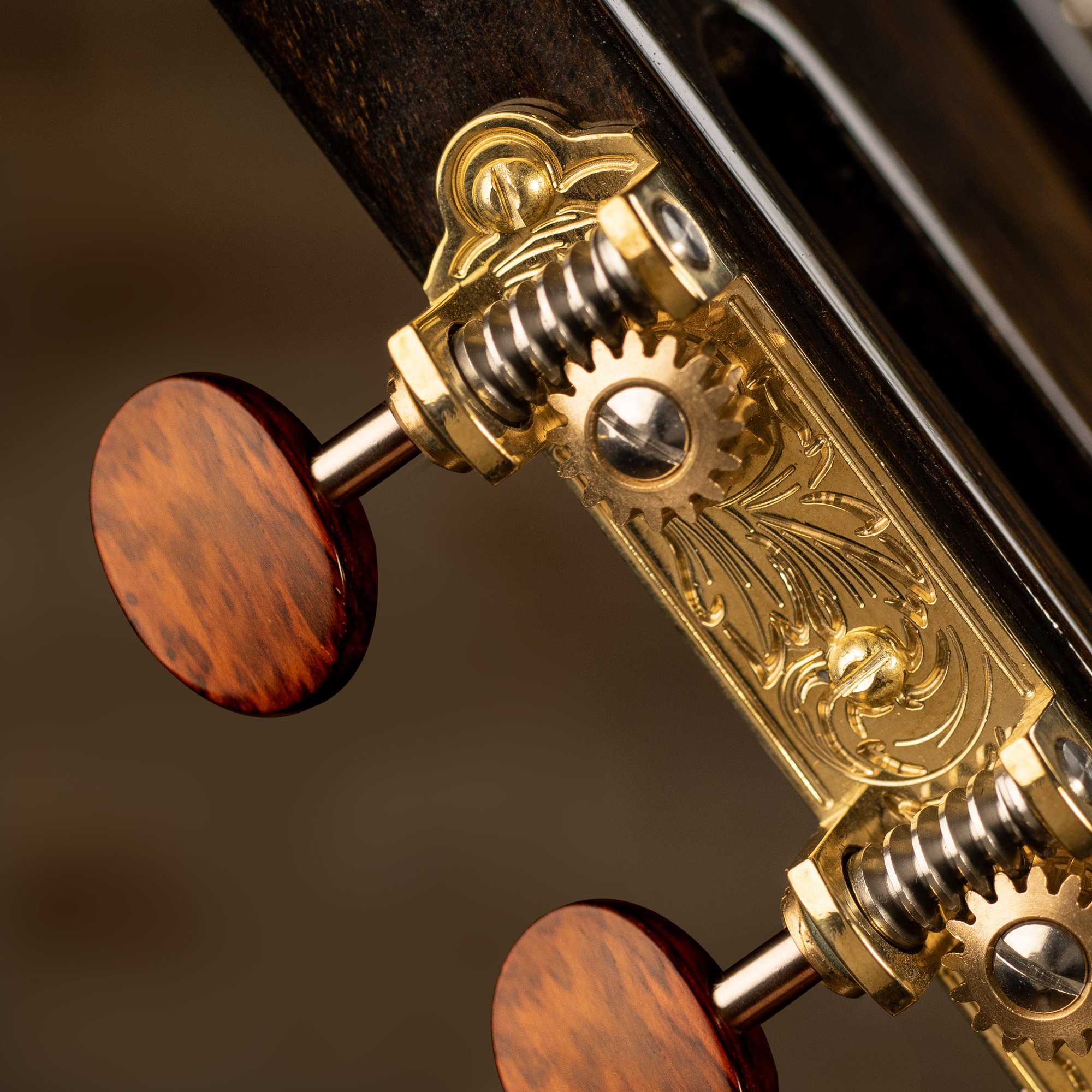 Waverly 3-On-Plate Guitar Tuners with Snakewood Knobs for Slotted Pegheads
