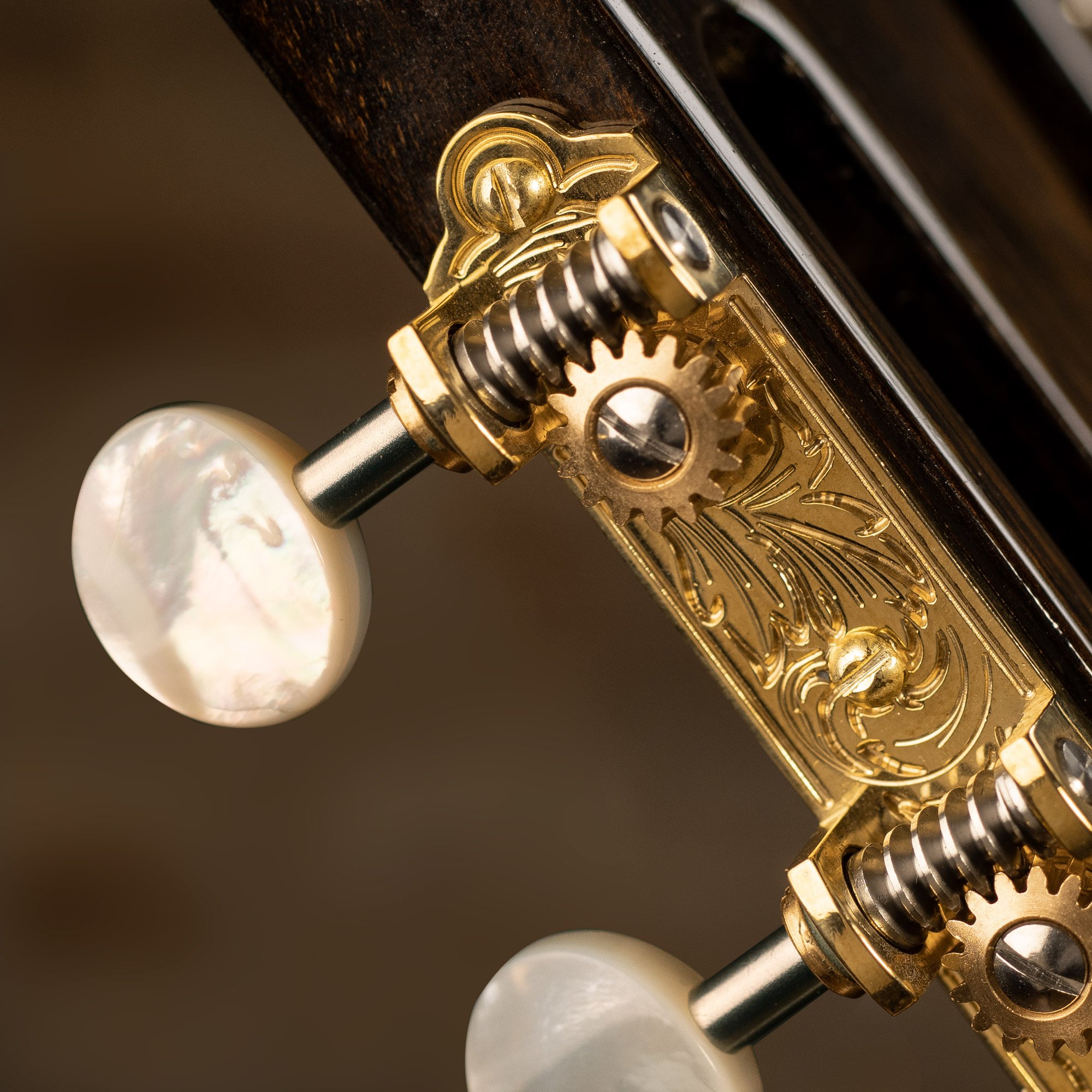 Waverly 3-On-Plate Guitar Tuners with Mother of Pearl Knobs for Slotted Pegheads