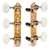 Sloane Classical Guitar Tuners with Pearloid Knobs and Leaf Baseplates, Bright Brass, Black Rollers