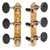 Sloane Classical Guitar Tuners with Ebony Knobs and Leaf Baseplates, Bright Brass, Black Rollers
