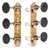 Sloane Classical Guitar Tuners with Ebony Knobs and Leaf Baseplates, Bright Brass, White Rollers