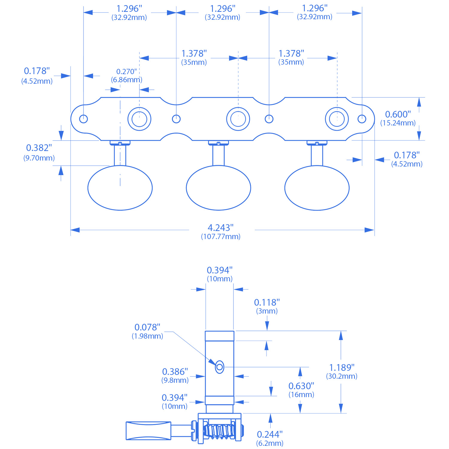 Sloane Classical Guitar Tuners with Pearloid Knobs and Deco Baseplates