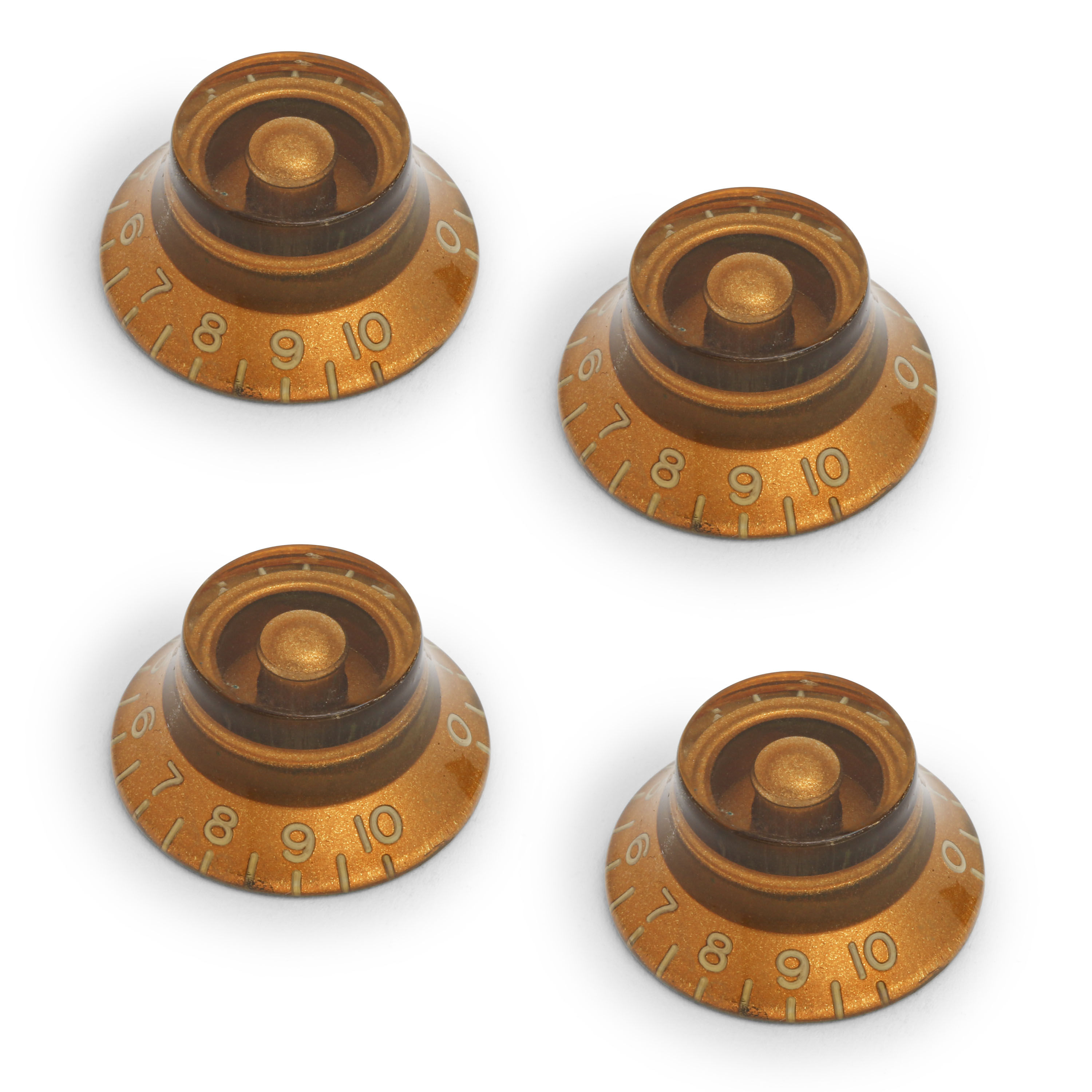 GuitarSlinger Aged Top Hat Bell Knobs, Set of 4, Aged Gold