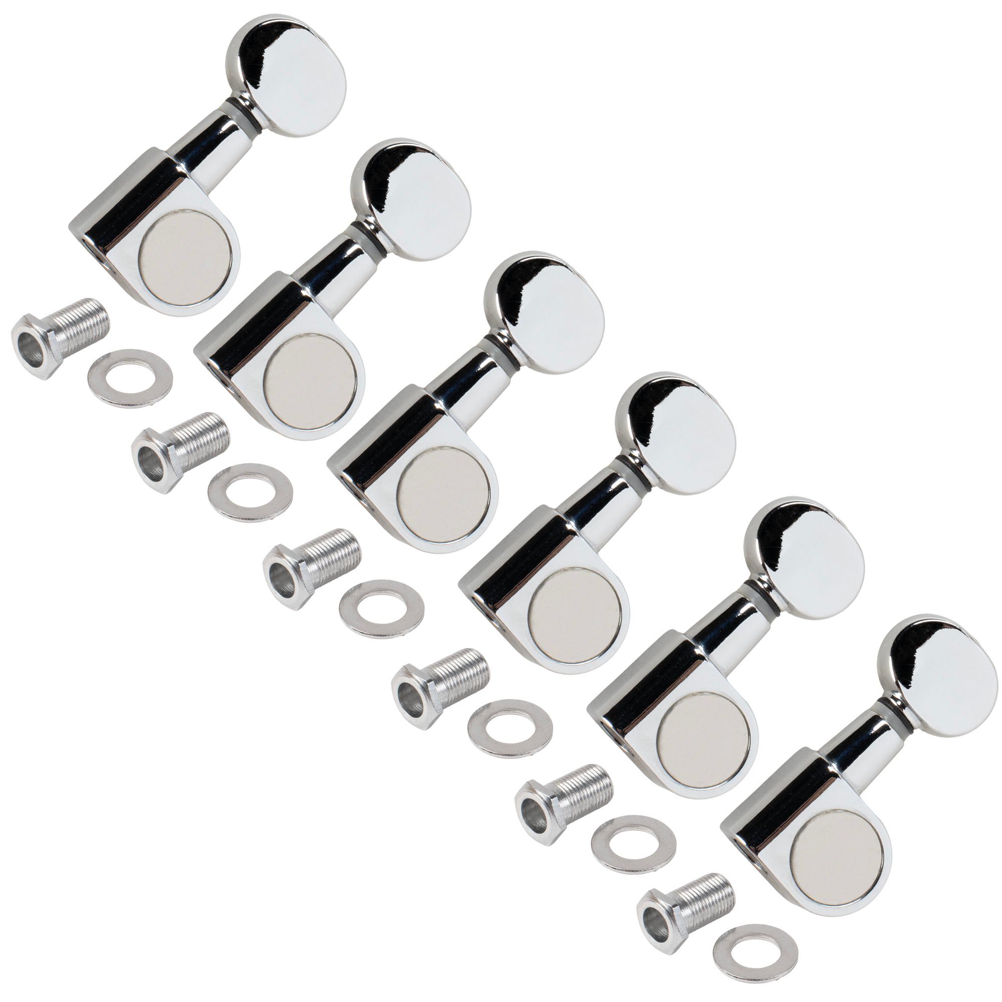 StewMac 6-In-Line Tuners with Oval Knob, Chrome StewMac 6-In-Line Tuners with Oval Knob, Chrome
