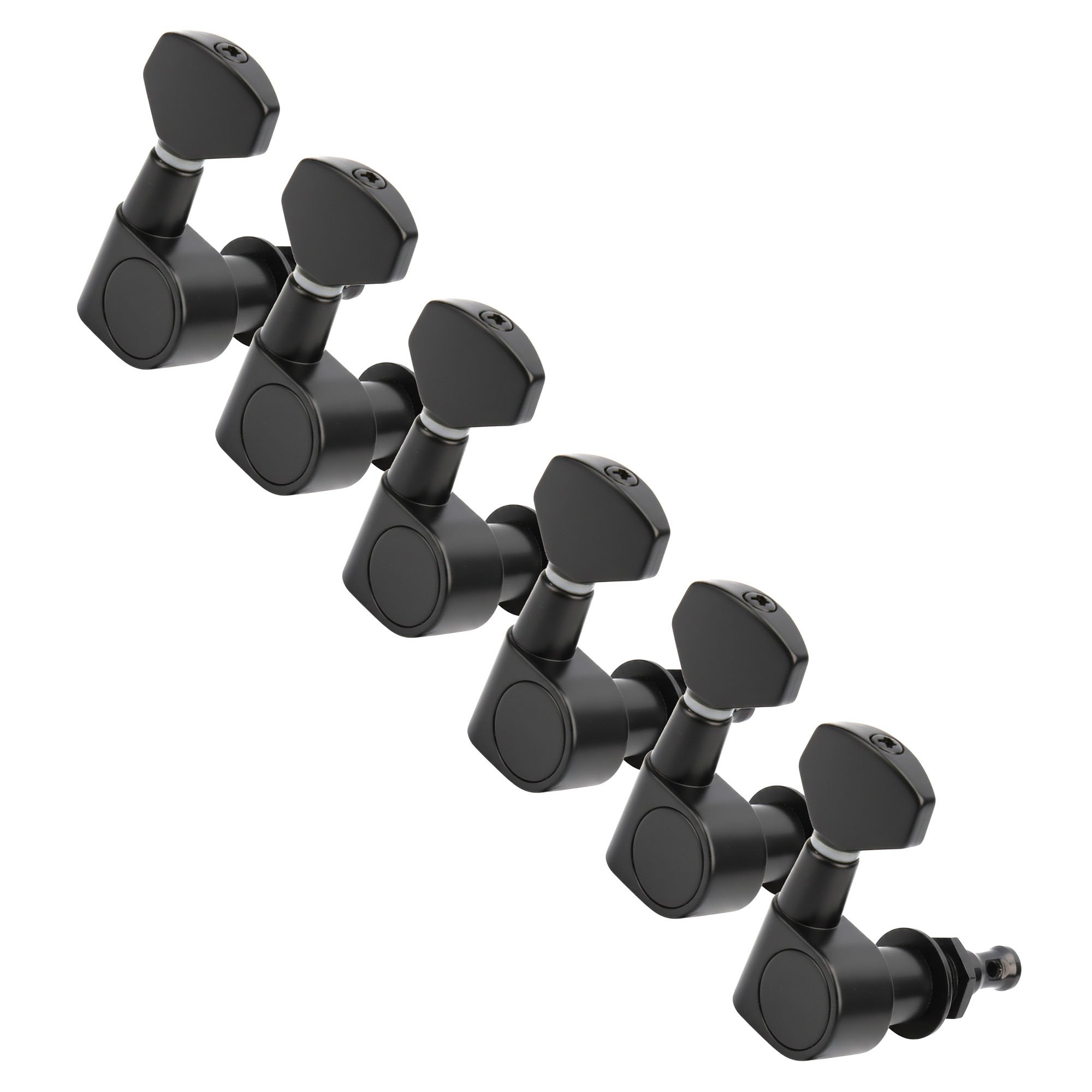 StewMac 6-In-Line Tuners with Small Schaller-style Knob, Black StewMac 6-In-Line Tuners with Small Schaller-style Knob, Black
